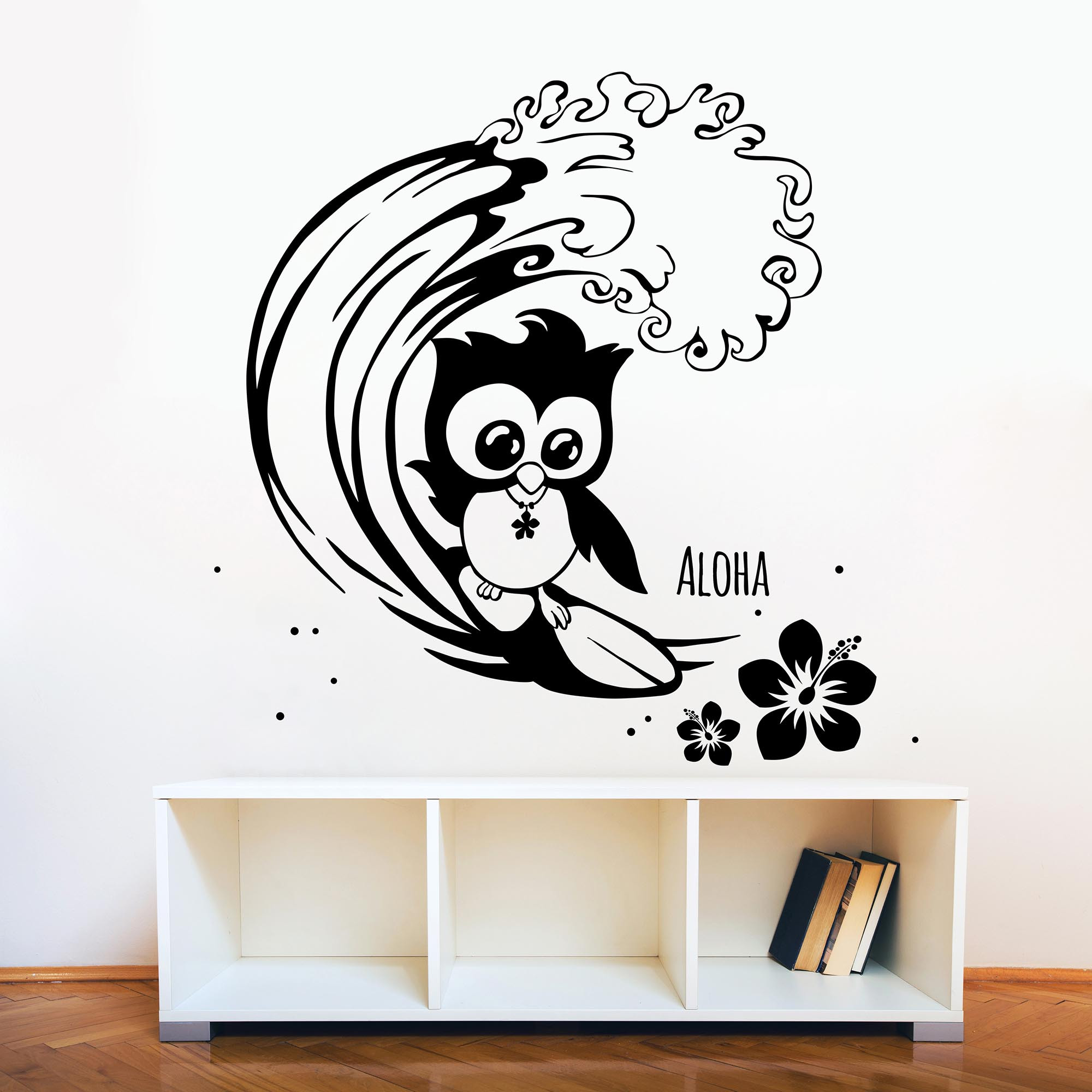 Wandtattoo Eule surfend Surfer Surfereule Eulen ...