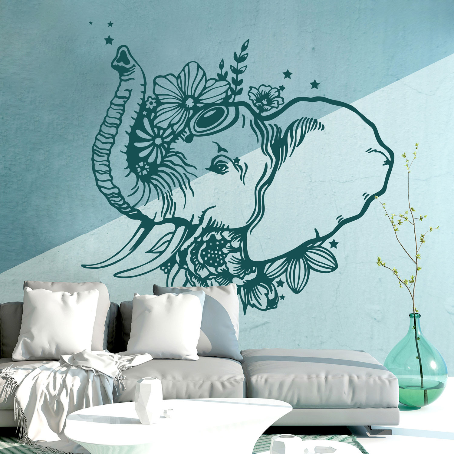 Wandtattoo Indischer Elefant Wanddeko Indien Orientalisch