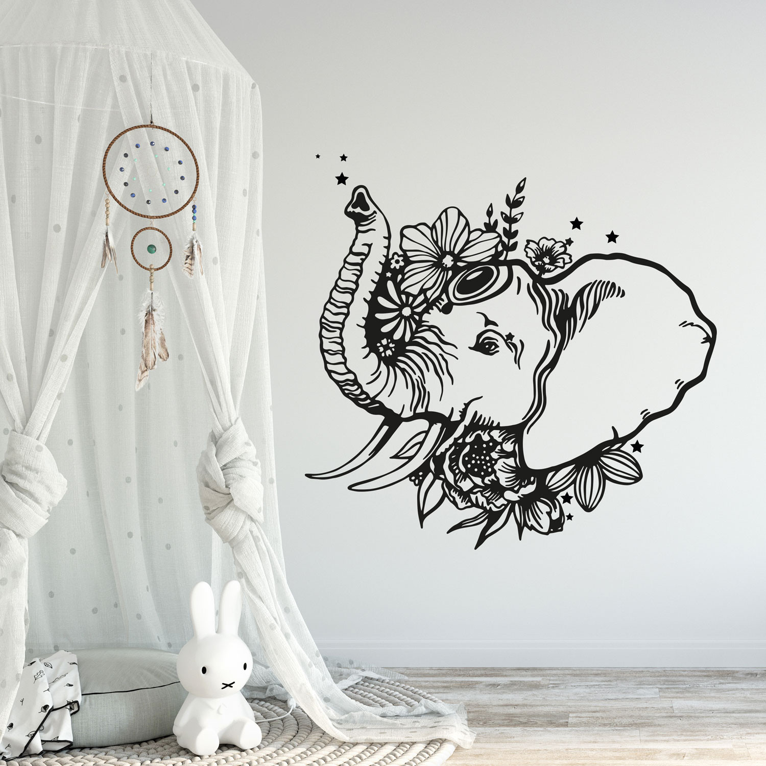 Wandtattoo indischer Elefant Wanddeko Indien orientalisch spirituell für  Schlafzimmer oder Wohnzimmer M2408 ~ Wandtattoos Elfentür, Tassen