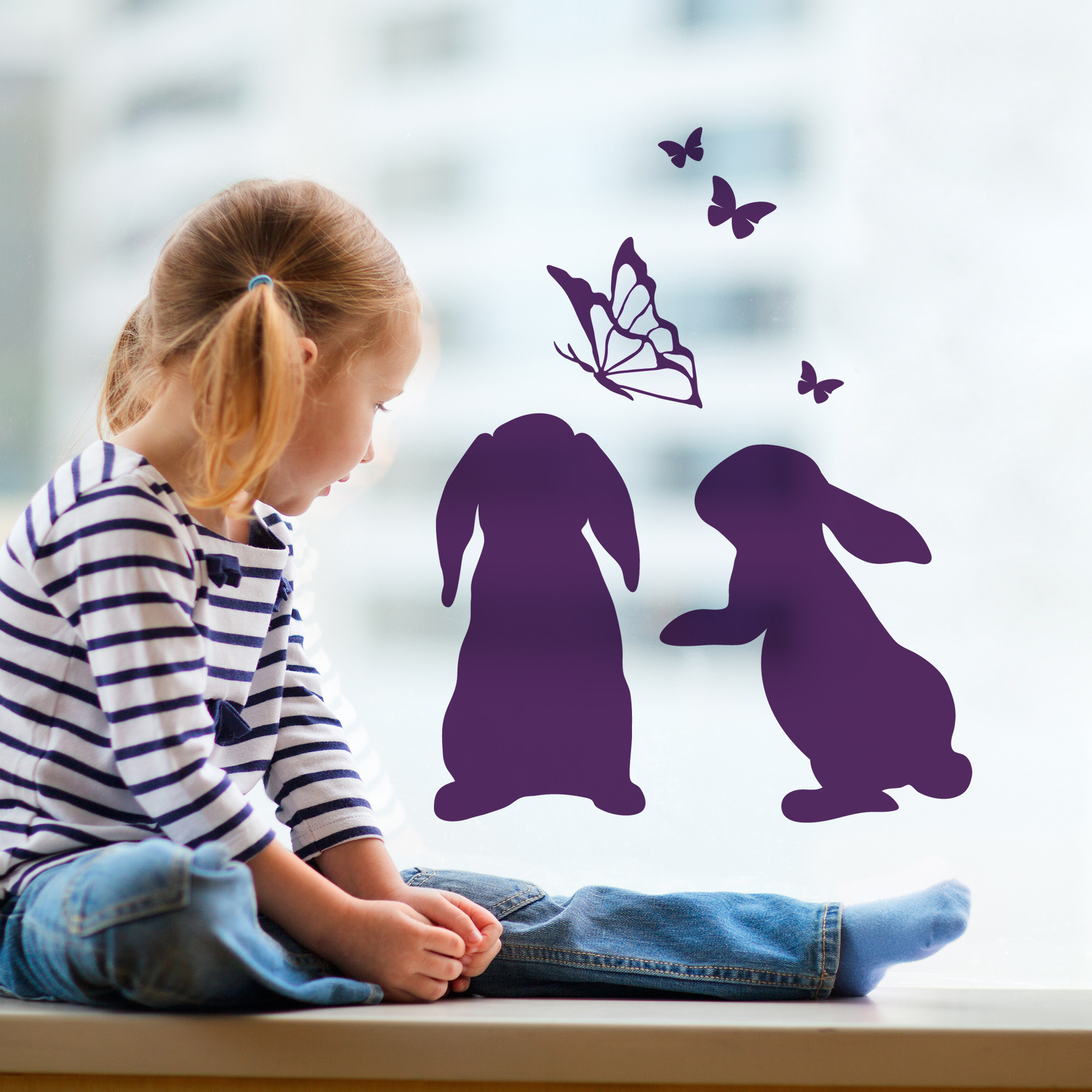 Fensterbild Wandtattoo Hasen Kaninchen M1856 ~ Wandtattoos Elfentür, Tassen