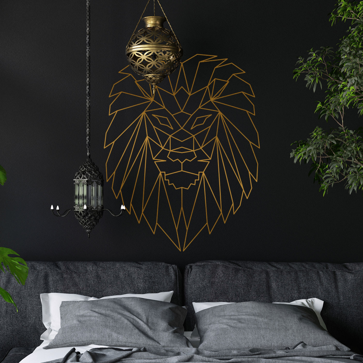 Wandtattoo geometrischer Löwe polygonaler Stil Wanddeko ...