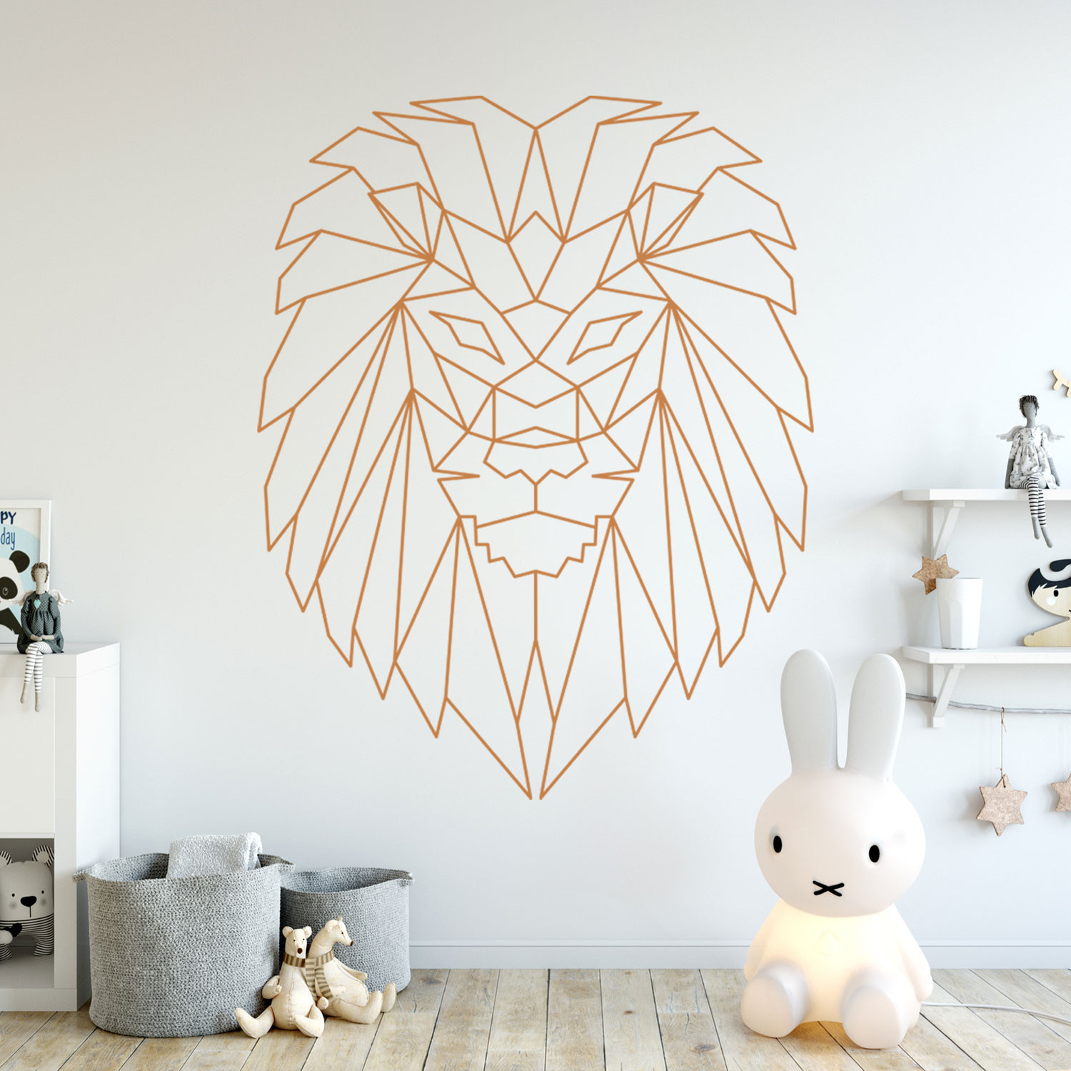 Wandtattoo geometrischer Löwe polygonaler Stil Wanddeko Flur