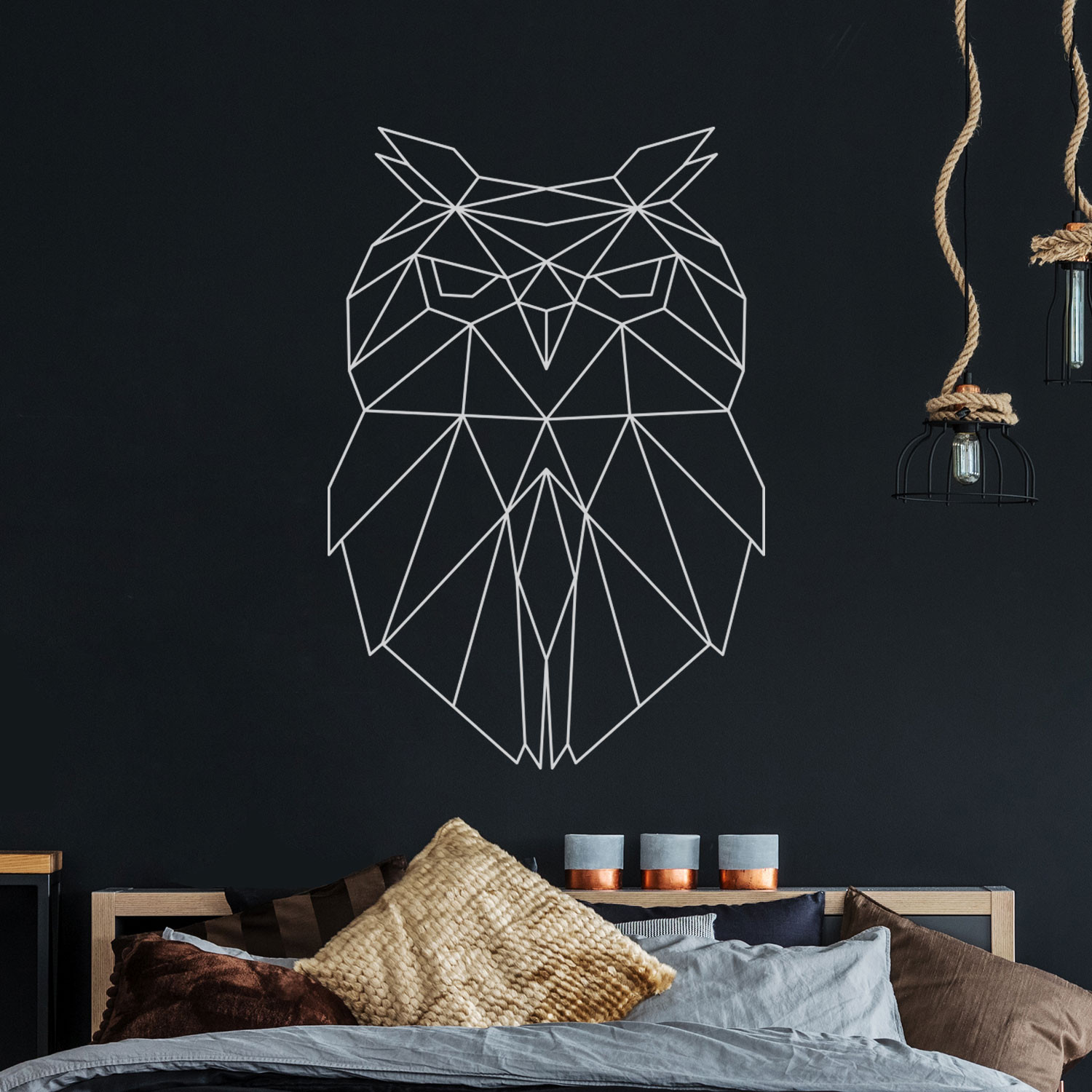 Wandtattoo geometrische Eule polygonaler Stil Wanddeko ...