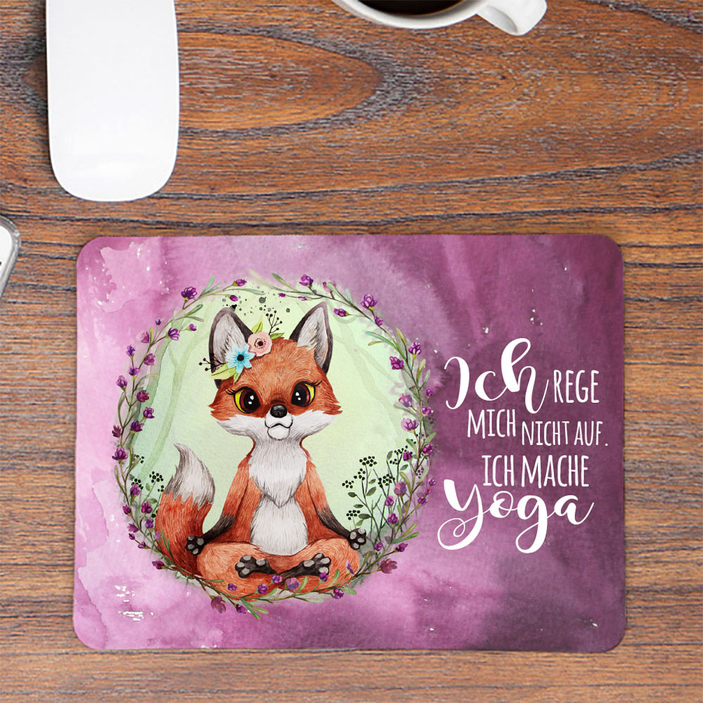 Mousepad Mouse Pad Mauspad Yoga Fuchs Fuchschen Spruch Ich Rege Mich Nicht Auf Ich Mache Yoga Mausunterlage Bedruckt Mouse Pads Mp87 Wandtattoos Elfentur Tassen