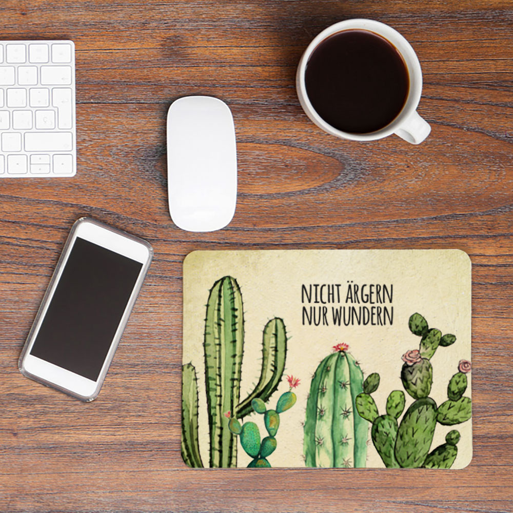 Mousepad mouse pad Mauspad Kaktus Kakteen Spruch Nicht ärgern nur wundern Mausunterlage bedruckt