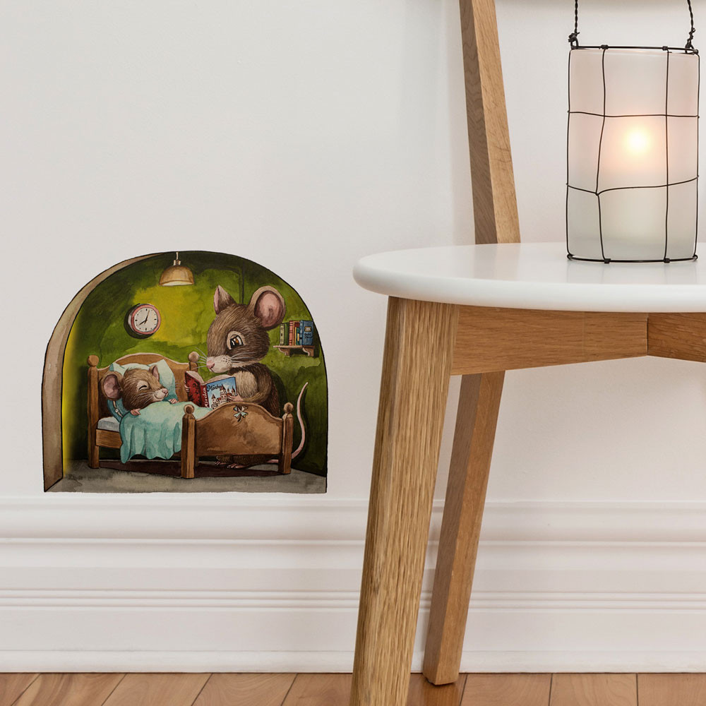 Mäusetürchen Wandtattoo - Süße Maus Tür Mit Käse Als Wichteltür Deko