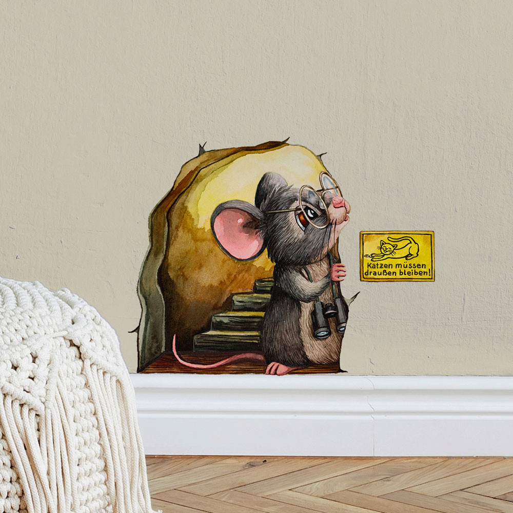 Mäusetürchen Sticker Aufkleber Wandsticker Mäusemama Mit Baby Maus Tür
