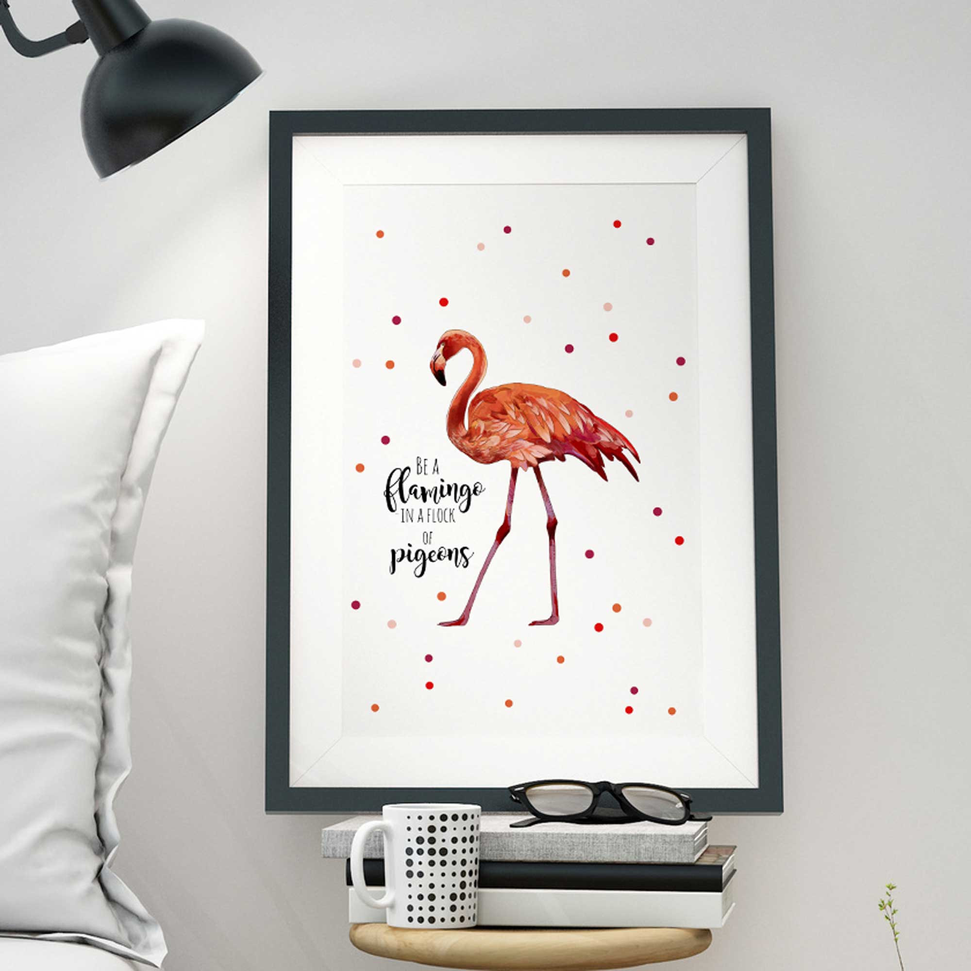A3 Print Illustration Poster Flamingo Mit Spruch Be A Flamingo In A Flock Of Pigeons P04 Wandtattoos Elfentur Tassen