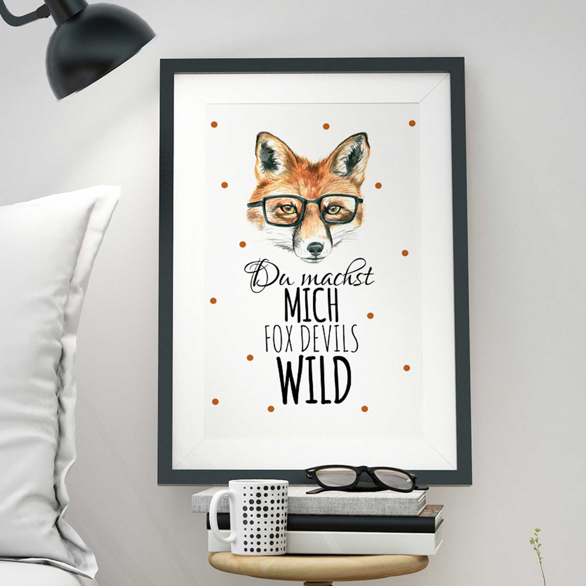 A3 Print Illustration Poster Fuchs mit Punkten und Spruch du machst