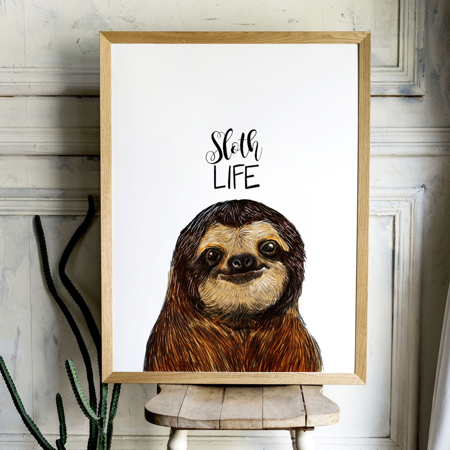 A3 Print mit Faultier und Spruch Sloth Life Poster Plakat Motto Zitat