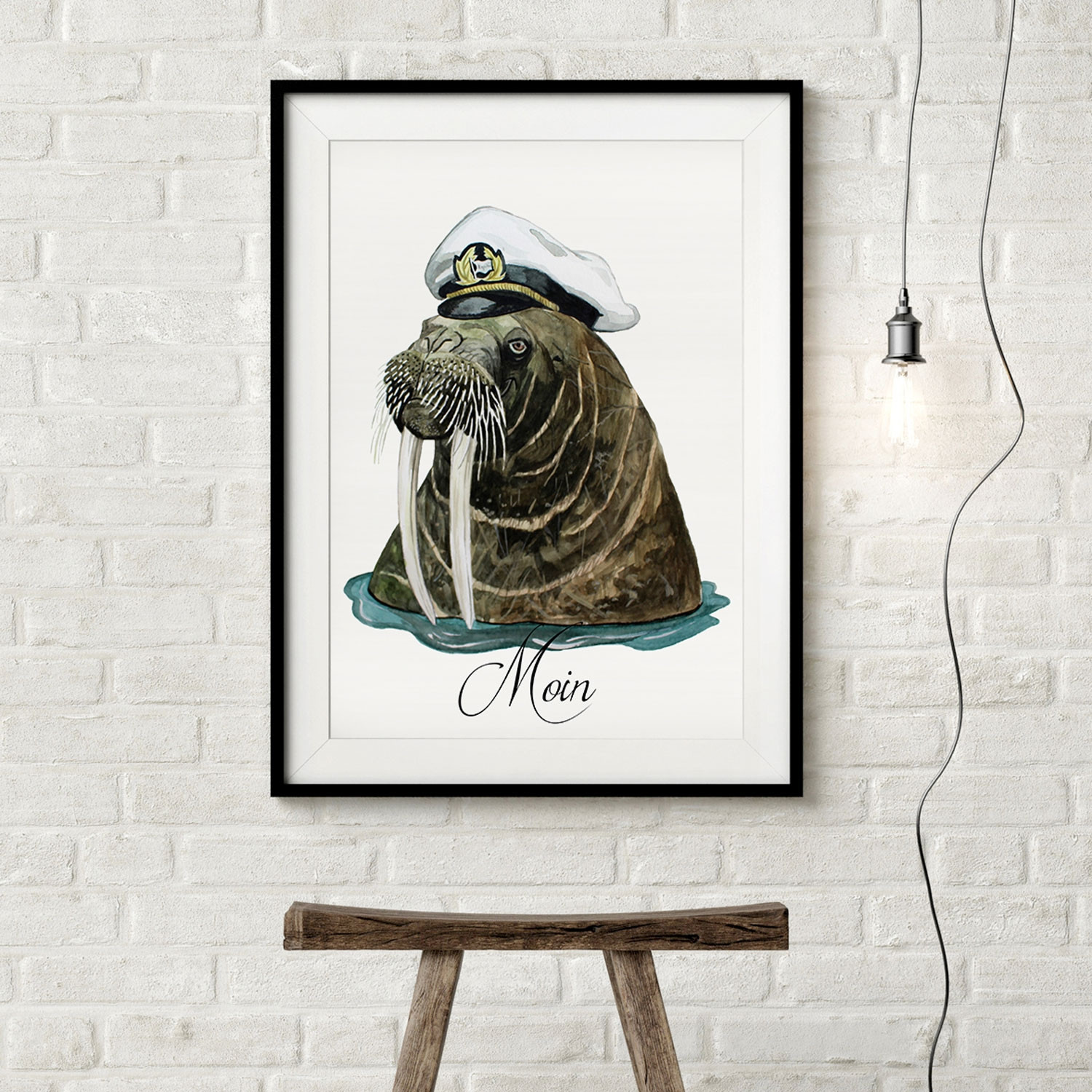 A3 Print Mit Walross Und Spruch Moin Poster Kapitan Plakat Motto Zitat P125 Wandtattoos Elfentur Tassen