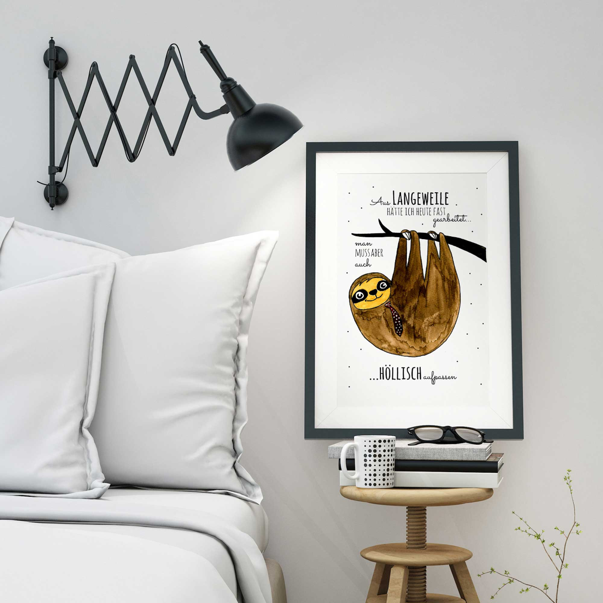 A3 Print Illustration Poster Faultier Mit Spruch Aus Langeweile