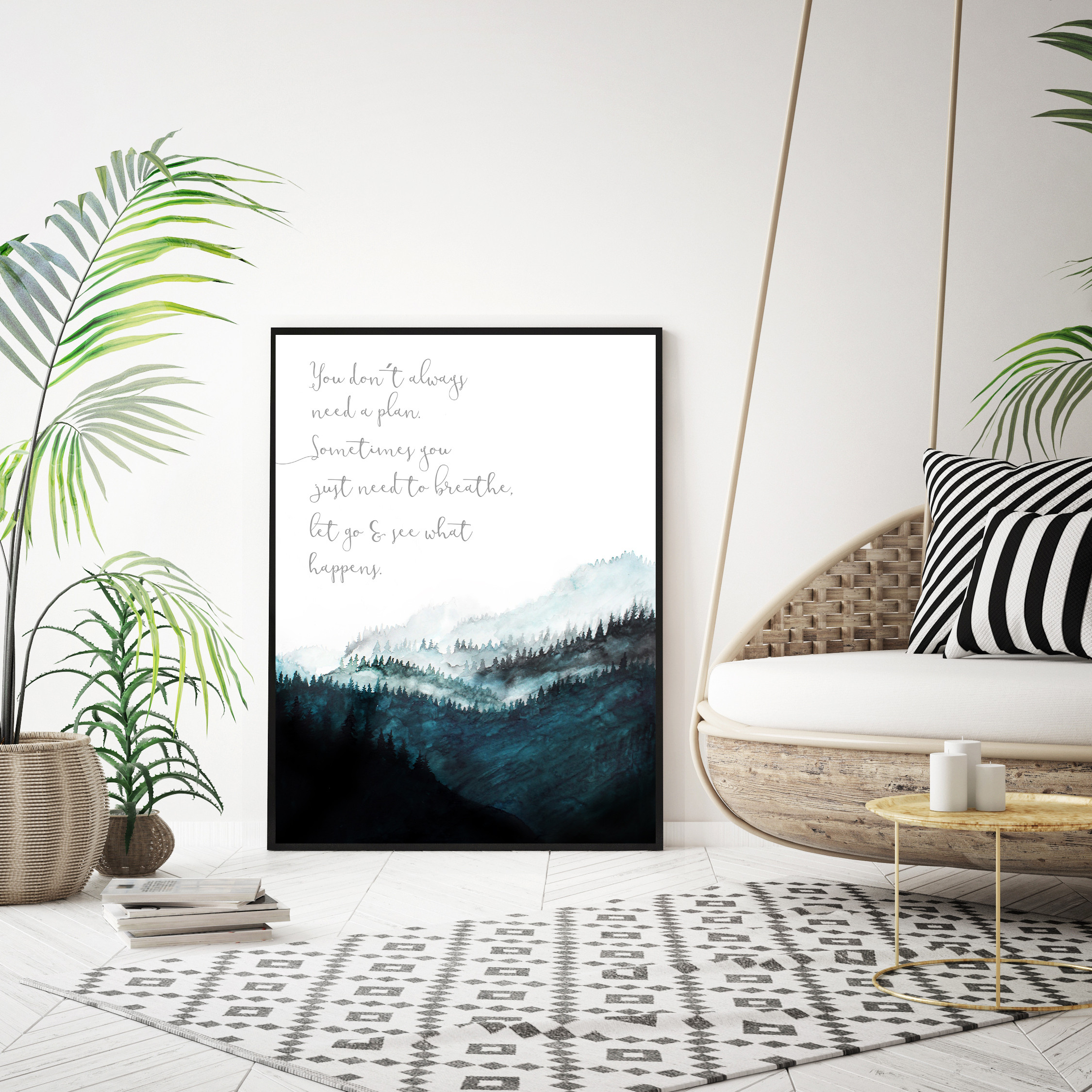 A4 Oder A3 Poster Print Wandbild Baume Wald Berge Berglandschaft