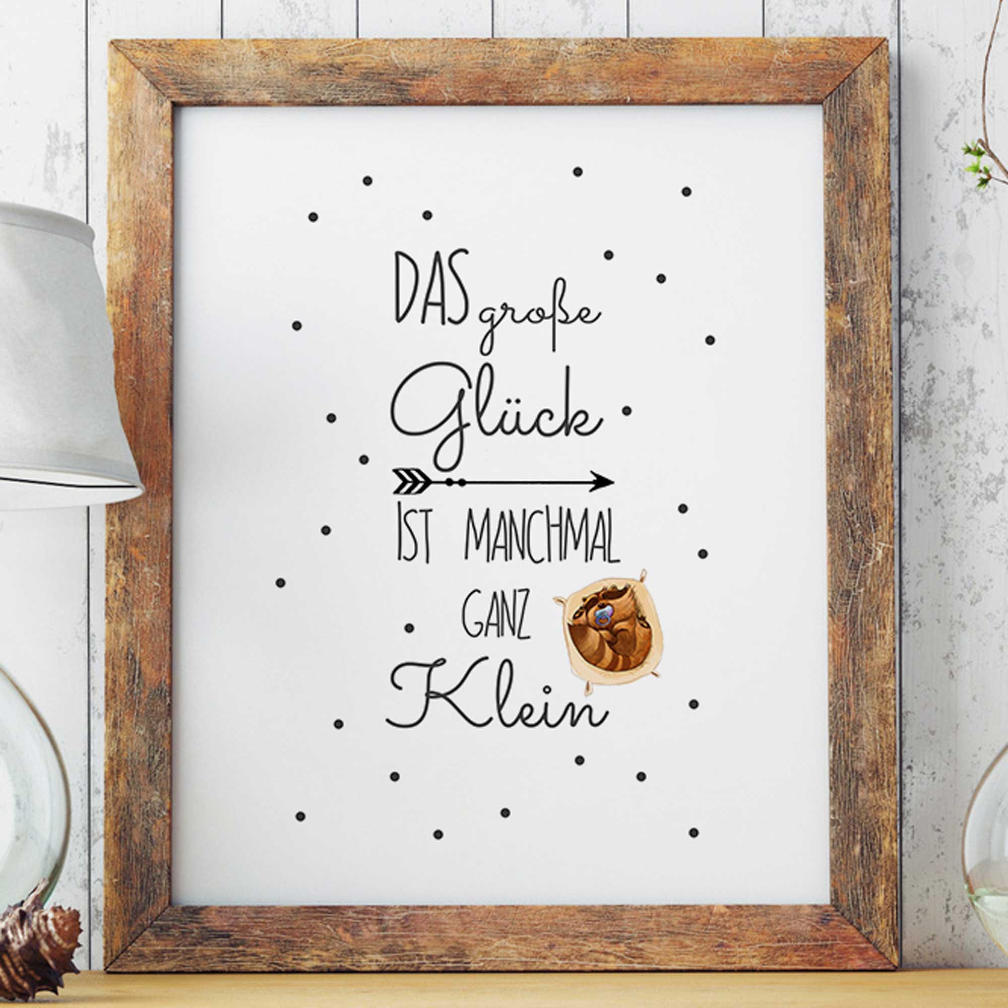 A3 Print Illustration Poster Plakat Waschbär Baby Junge mit Spruch "das