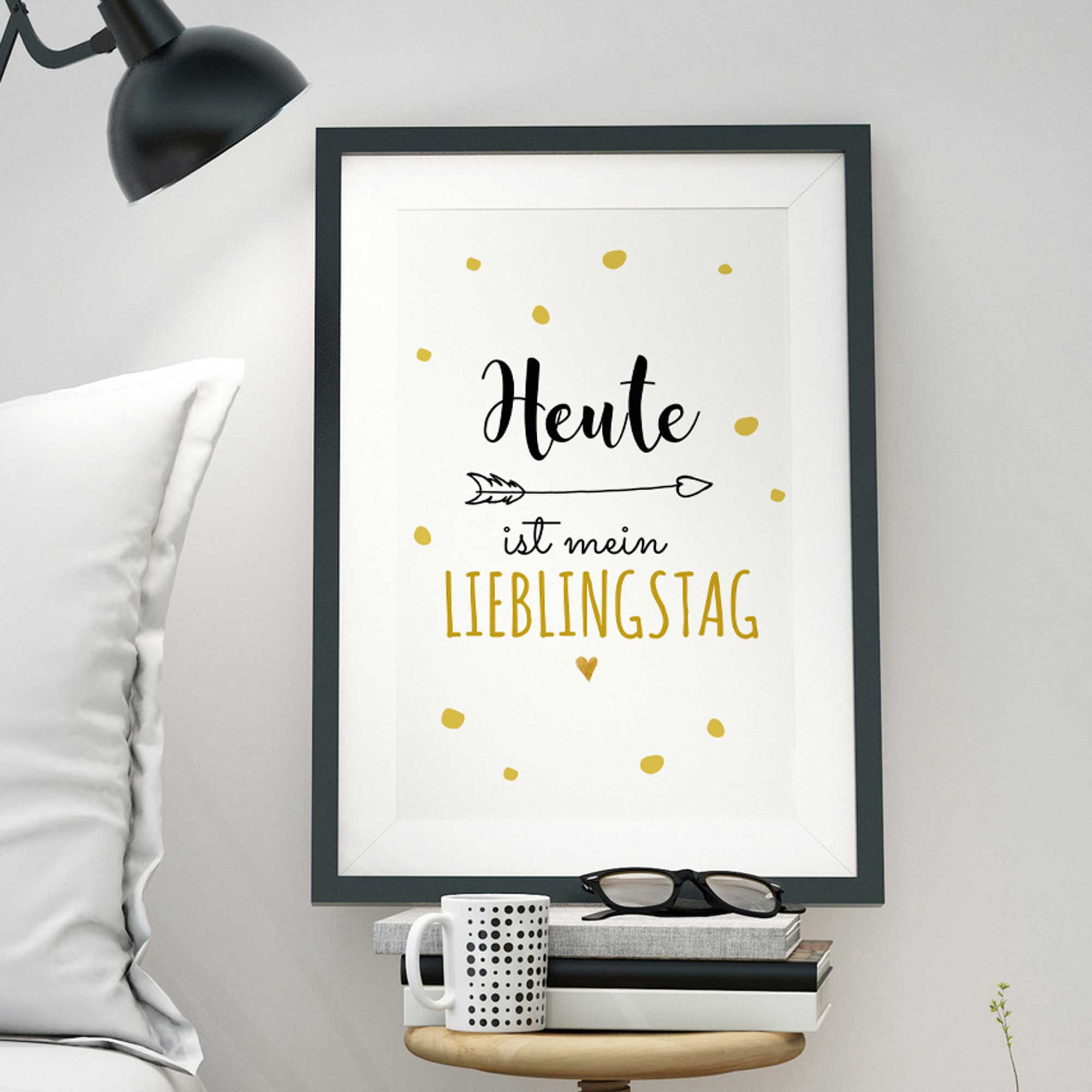 A3 Print Illustration Poster Plakat mit Punkten und Spruch heute ist