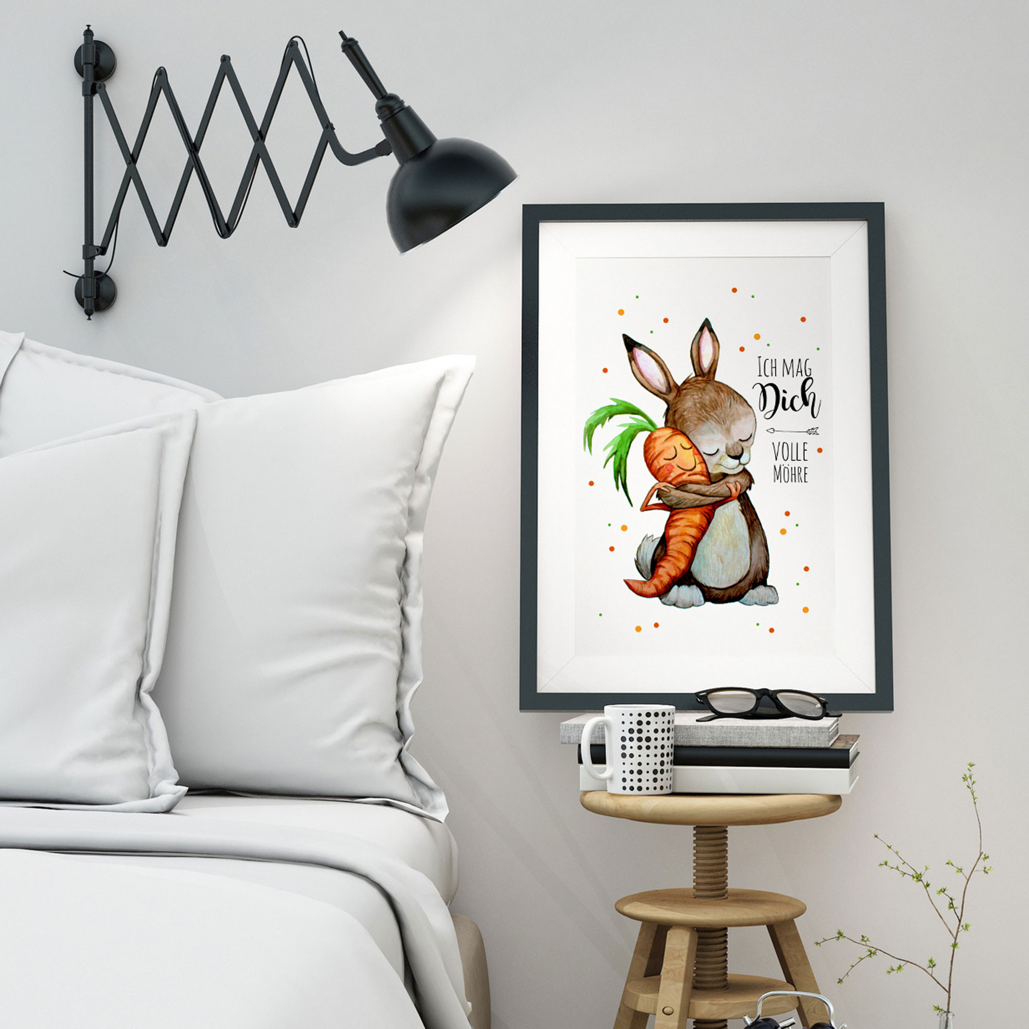 A3 Print Illustration Poster Plakat Hase und Möhre mit Spruch Ich mag dich volle Möhre p56