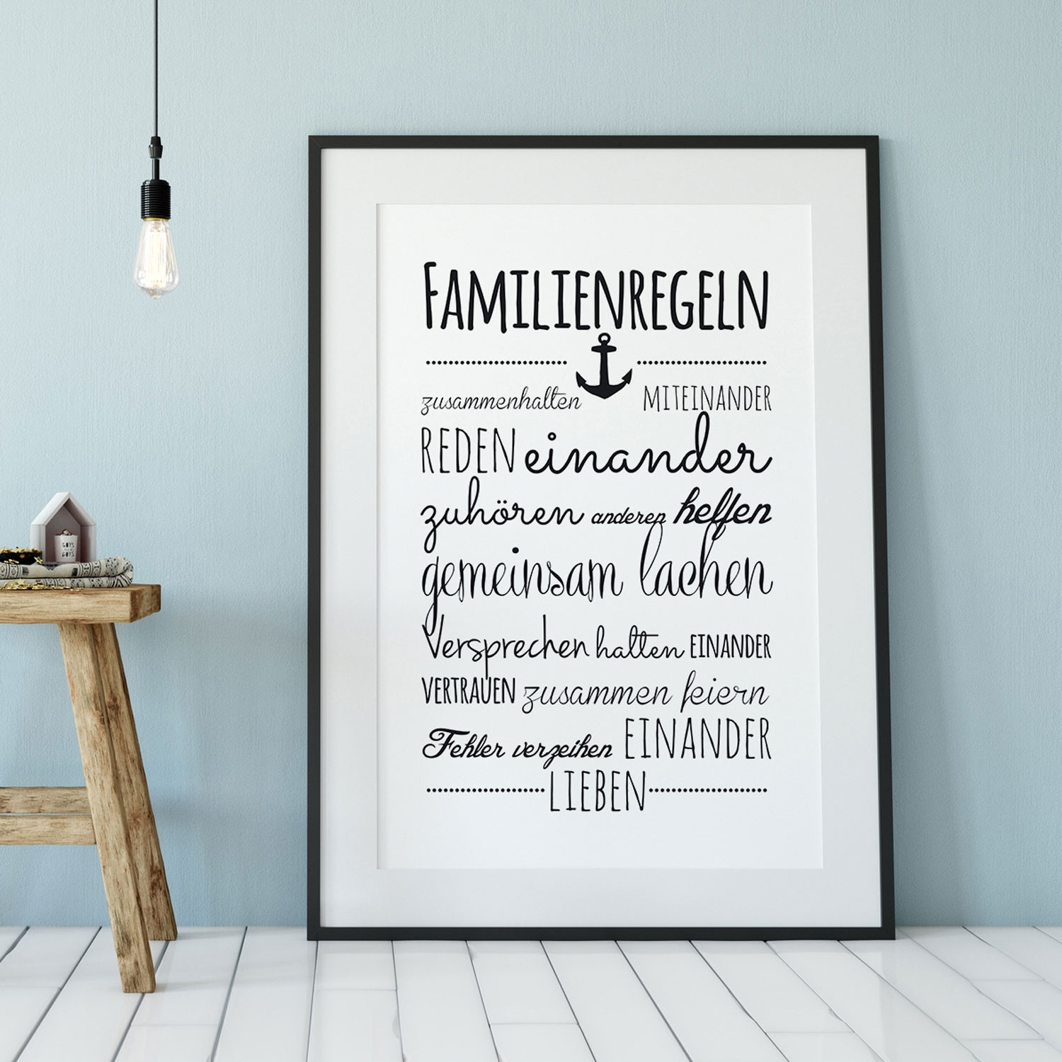 Tassen Hausordnung Familienregeln ~ A3 Familie Poster Illustration Elfentür, Wandtattoos Druck p80 Plakat Print