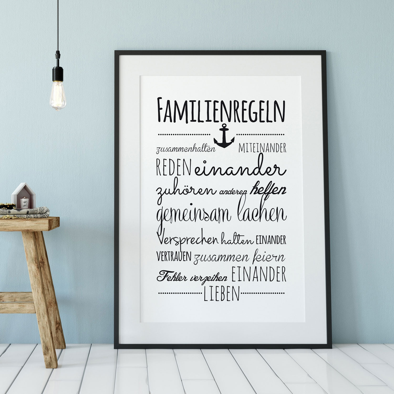 A3 Print Familienregeln Illustration Poster Plakat Druck Hausordnung  Familie p80 ~ Wandtattoos Elfentür, Tassen