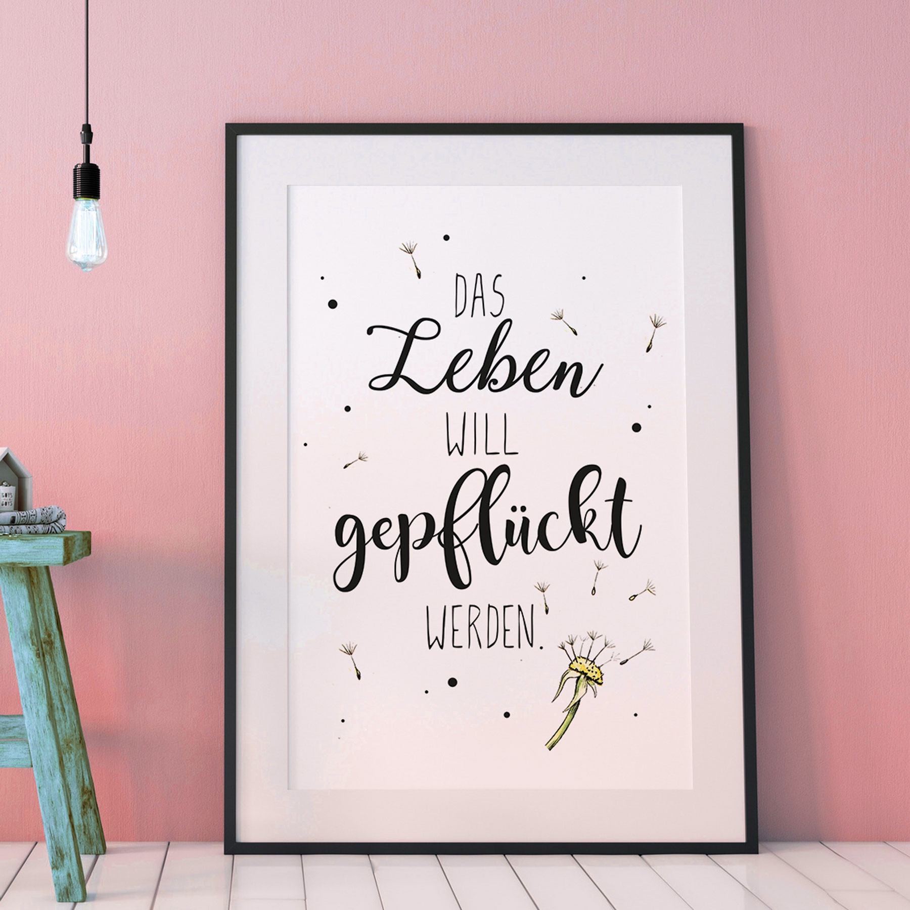 A3 Print Illustration Poster Plakat mit Pusteblume & Spruch Motto Das
