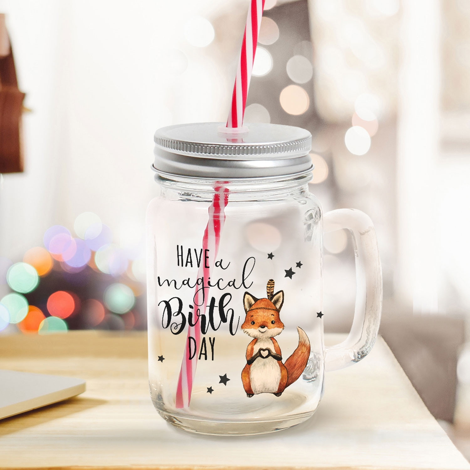 Mason Jar Trinkglas Fuchs Sterne & Spruch magical birthday ...