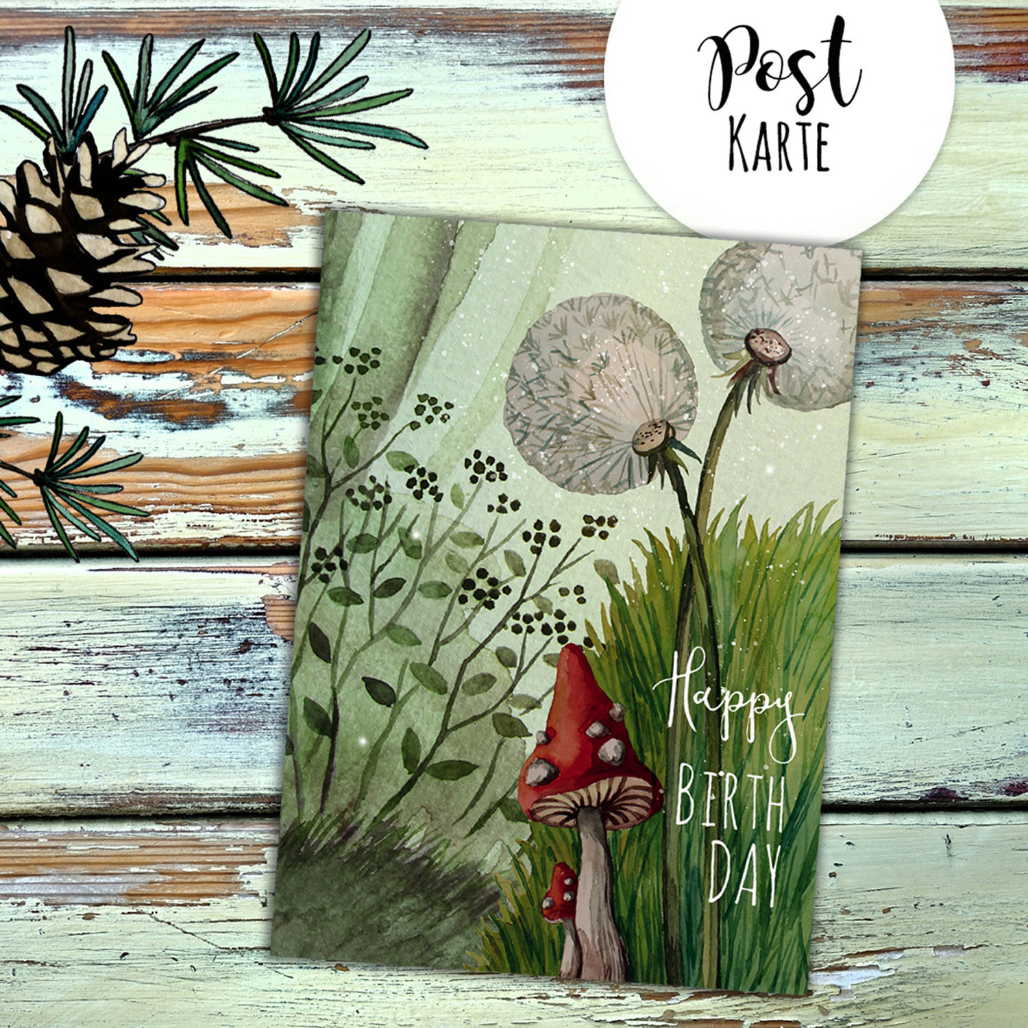 A6 Geburtstagskarte Postkarte Geburtstag Print Hase Haschen