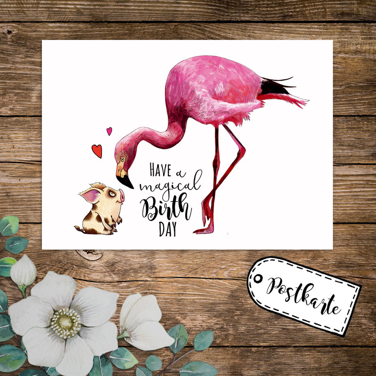 a6 geburtstagskarte postkarte geburtstag print flamingo