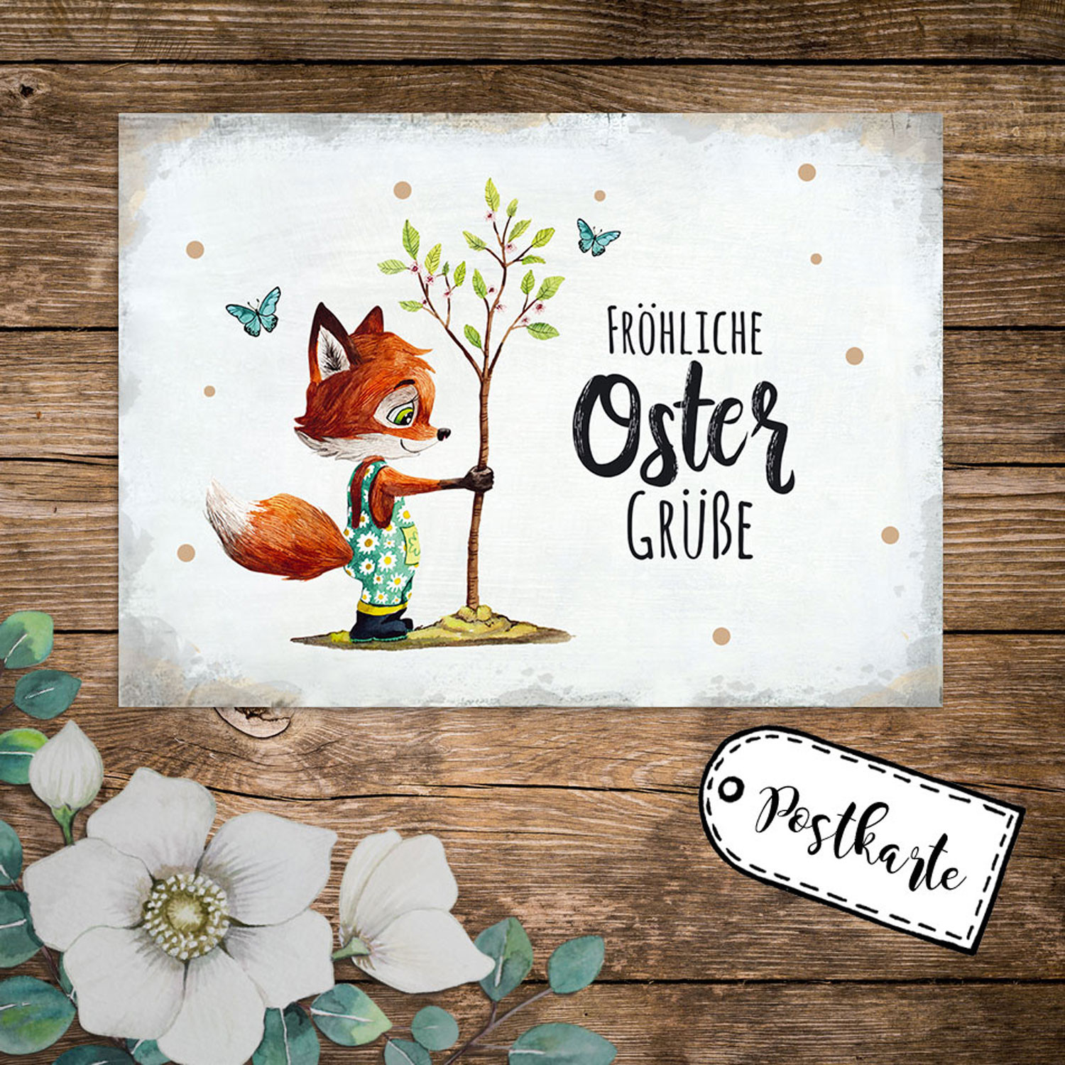 Handgemachte Karten Ilka Parey Osterkarte A6 Mit Fuchs Design - Fröhliche  Ostergrüße Mit Niedlichem Motiv Ilka Parey Postkarte, image size:1500x1500