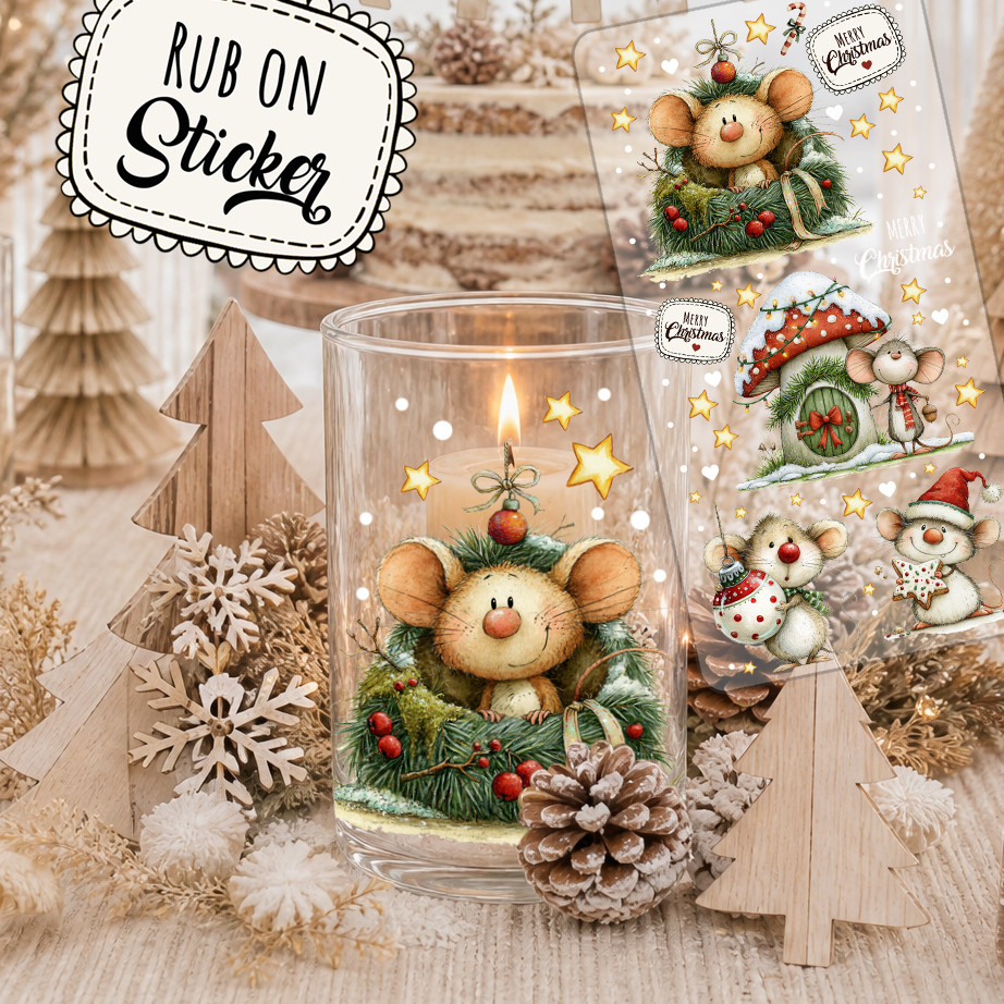 Rub-On Sticker Weihnachtsmäuse – DIN-lang – rb111