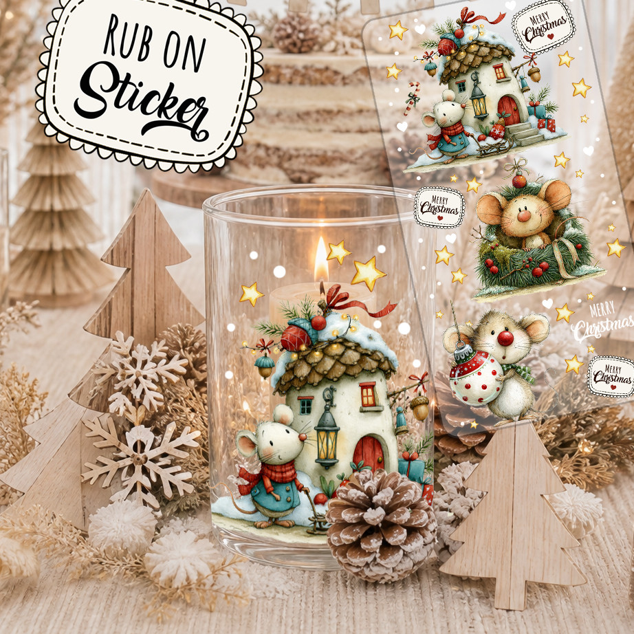 Rub-On Sticker Weihnachtsmäuse – DIN-lang – rb112