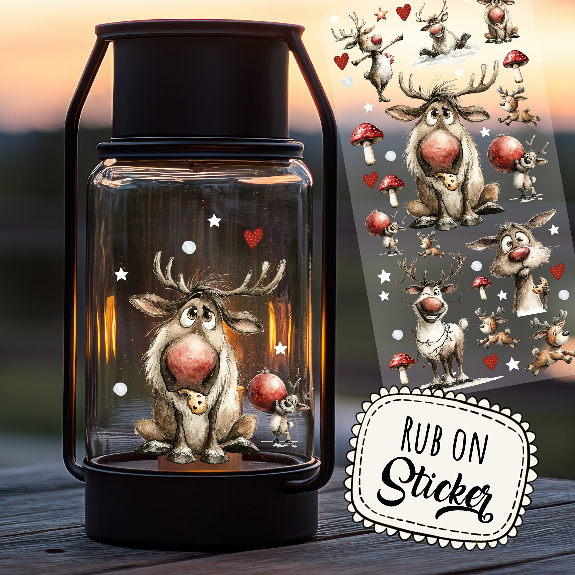Rub-On Sticker Rentiere & Elche Weihnachten – DIN-lang – rb37