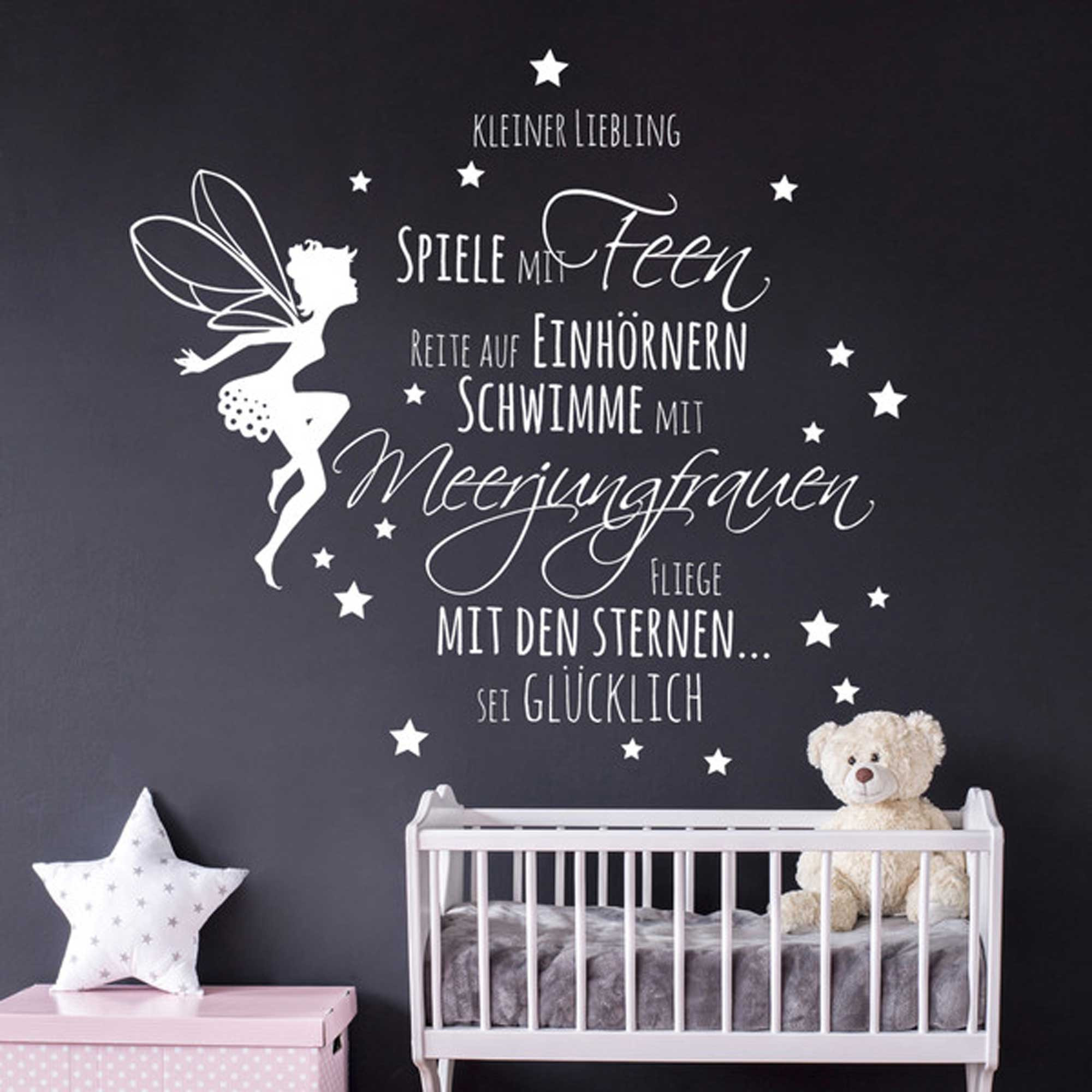Wandtattoo Zitat Spruch kleiner Liebling... mit Fee und Sternen M2014