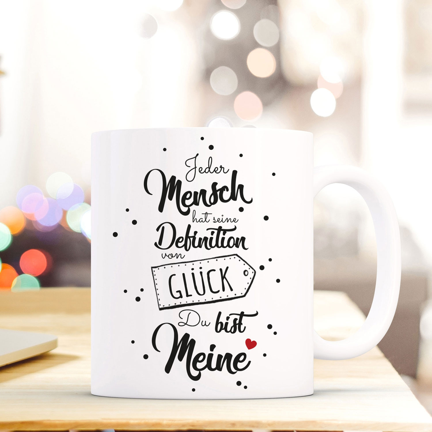 Tasse für Pärchen Becher mit Spruch Kaffeebecher mit Motto Zitat Definition Glück ts523 ~ Wandtattoos Elfentür, Tassen