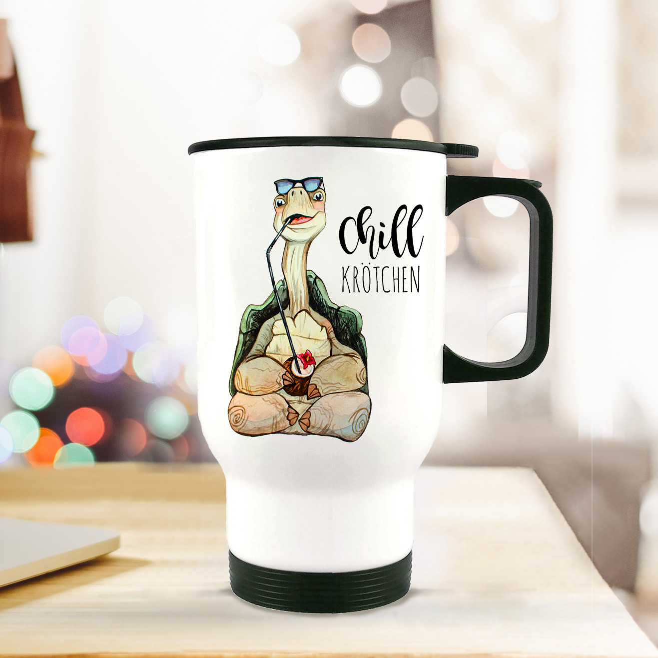 Keramik Thermobecher Mit Farbwechsel - Lustiger Schildkröten Becher 325 Ml