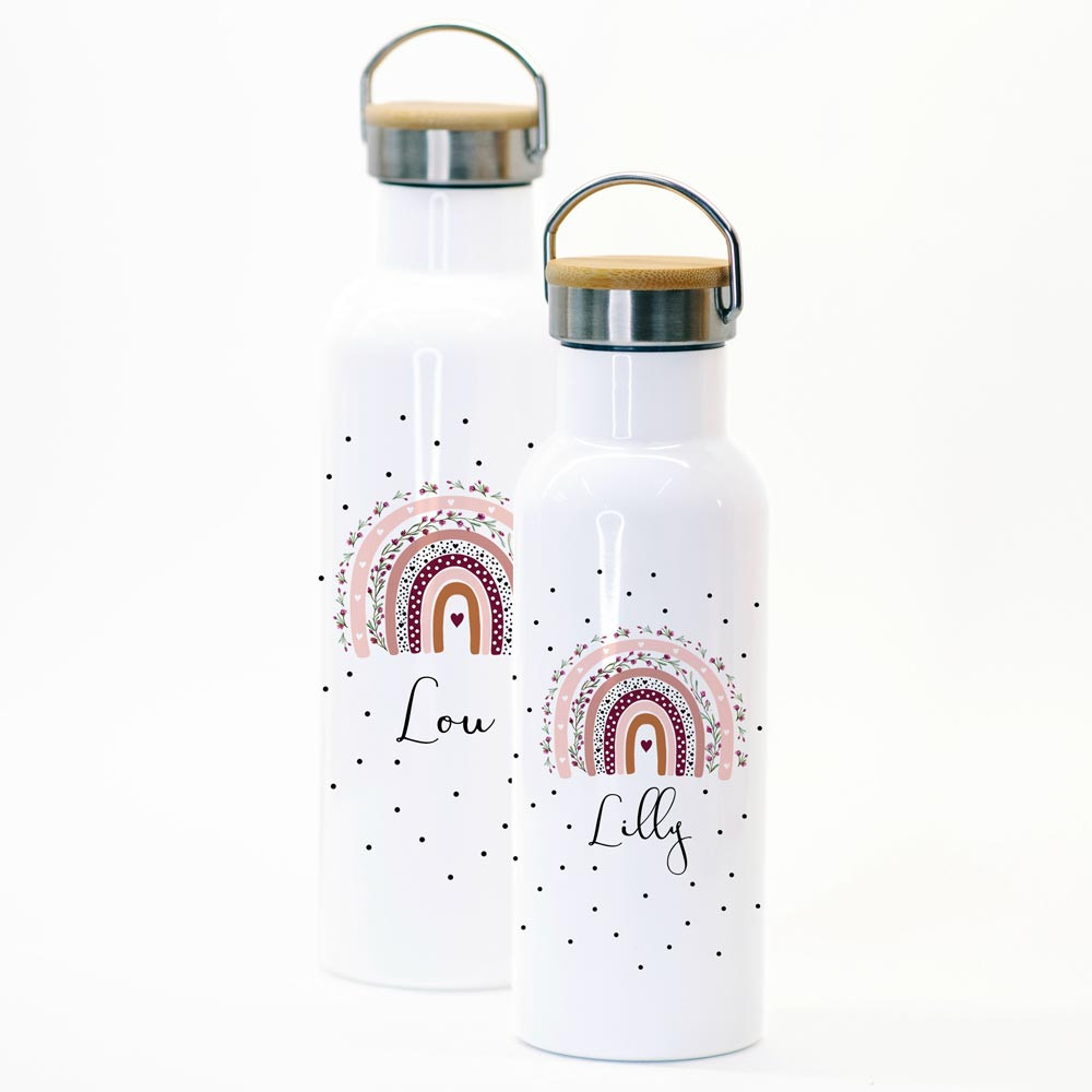 Smash Trinkflasche Aus Edelstahl, 750 Ml - Regenbogen-Design, Auslaufsicherer Klappdeckel Mit Tragegriff, BPA-frei