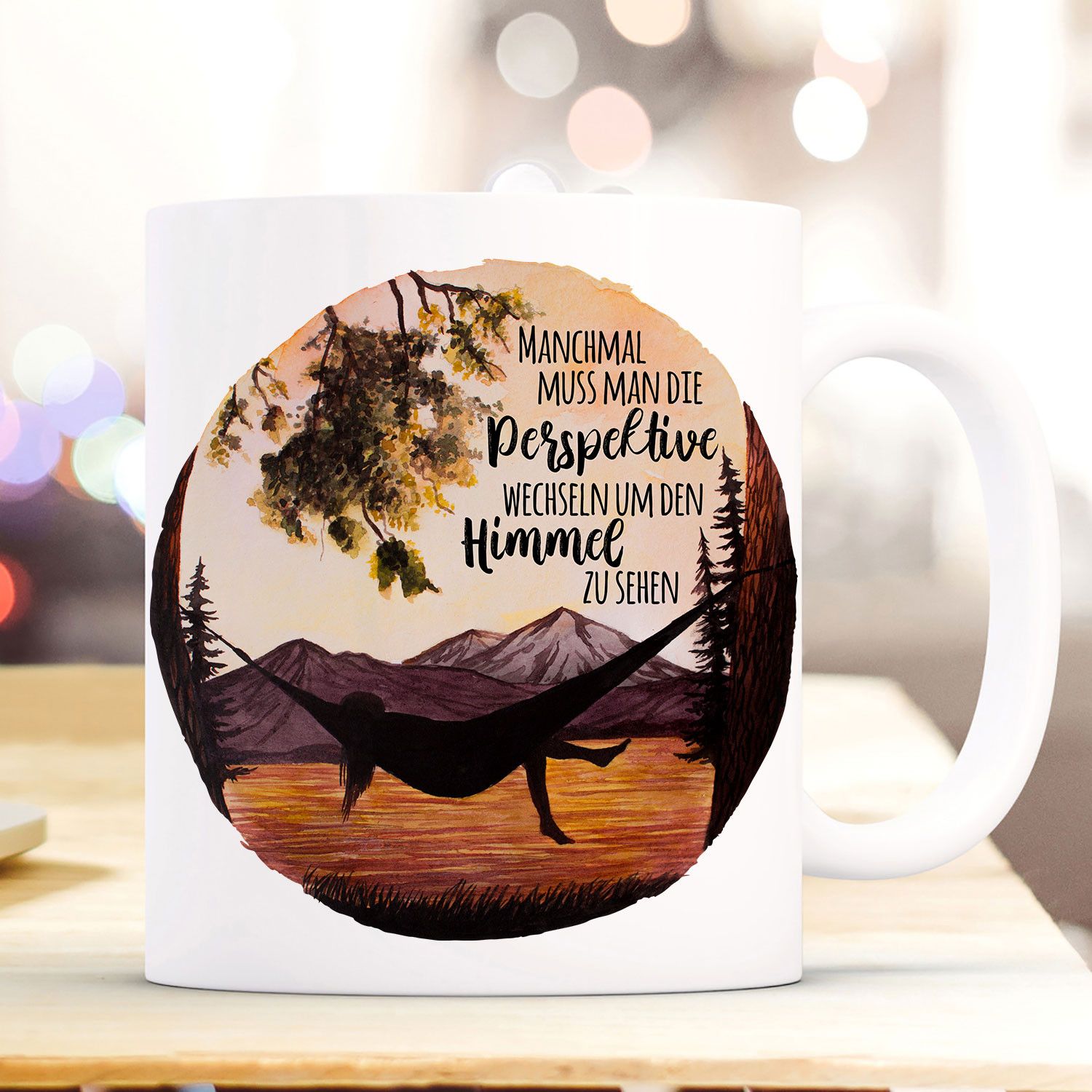 Tasse Becher Campen Am See Hangematte Spruch Perspektive Wechseln Um Himmel Sehen Kaffeebecher Geschenk Spruchbecher Ts1006 Wandtattoos Elfentur Tassen