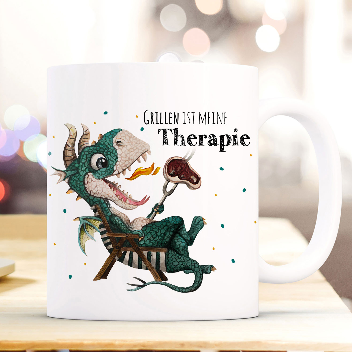 Tasse Becher Kleiner Drache Im Liegestuhl Spruch Grillen Ist Meine Therapie Kaffeebecher Geschenk Spruchbecher Ts1008 Wandtattoos Elfentur Tassen