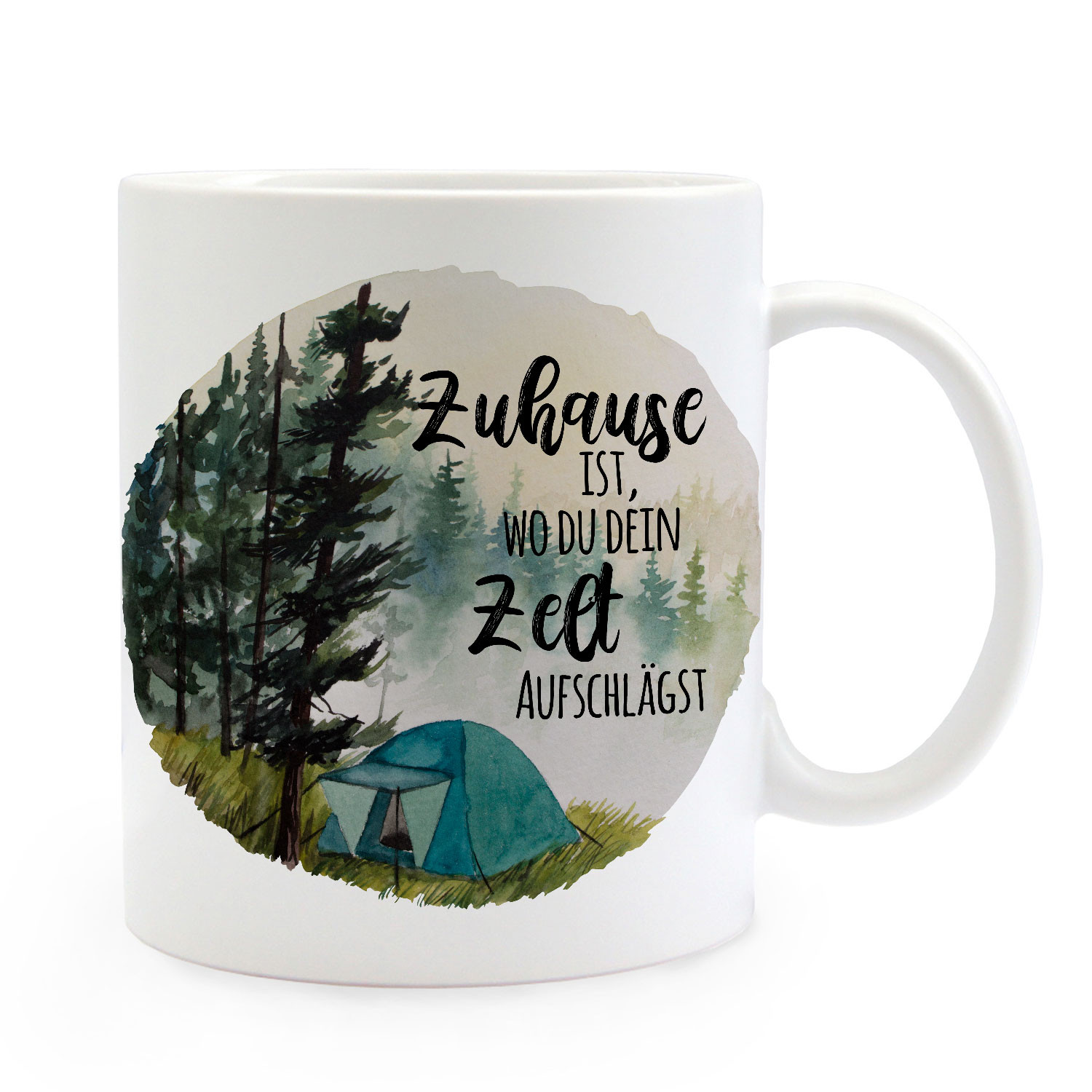 Tasse Becher Zelt Campen Zelten Im Wald Spruch Zuhause Ist Kaffeebecher Geschenk Spruchbecher Ts1026 Wandtattoos Elfentur Tassen