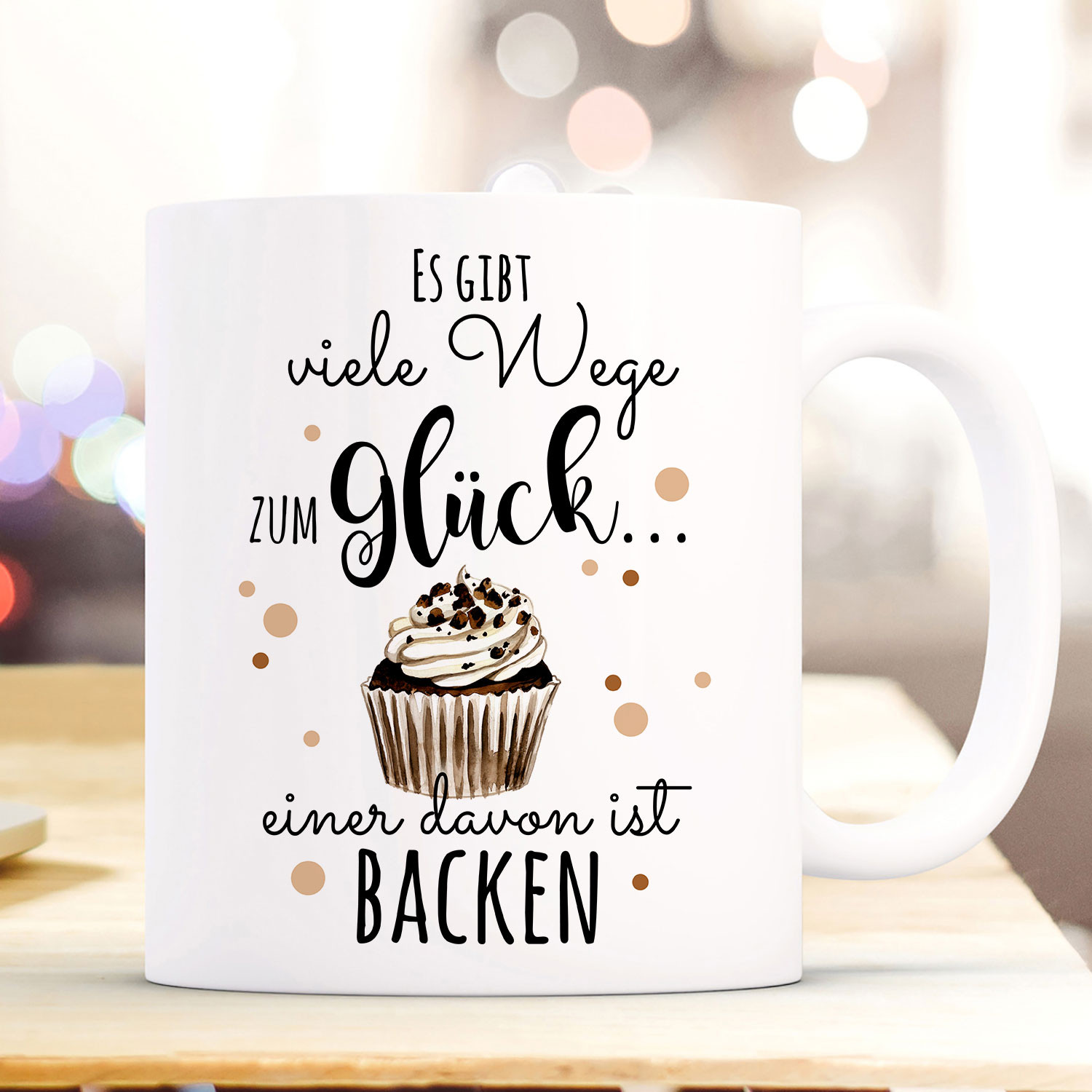 Tasse Becher Kaffeetasse Kaffeebecher mit Kuchen Törtchen Muffin
