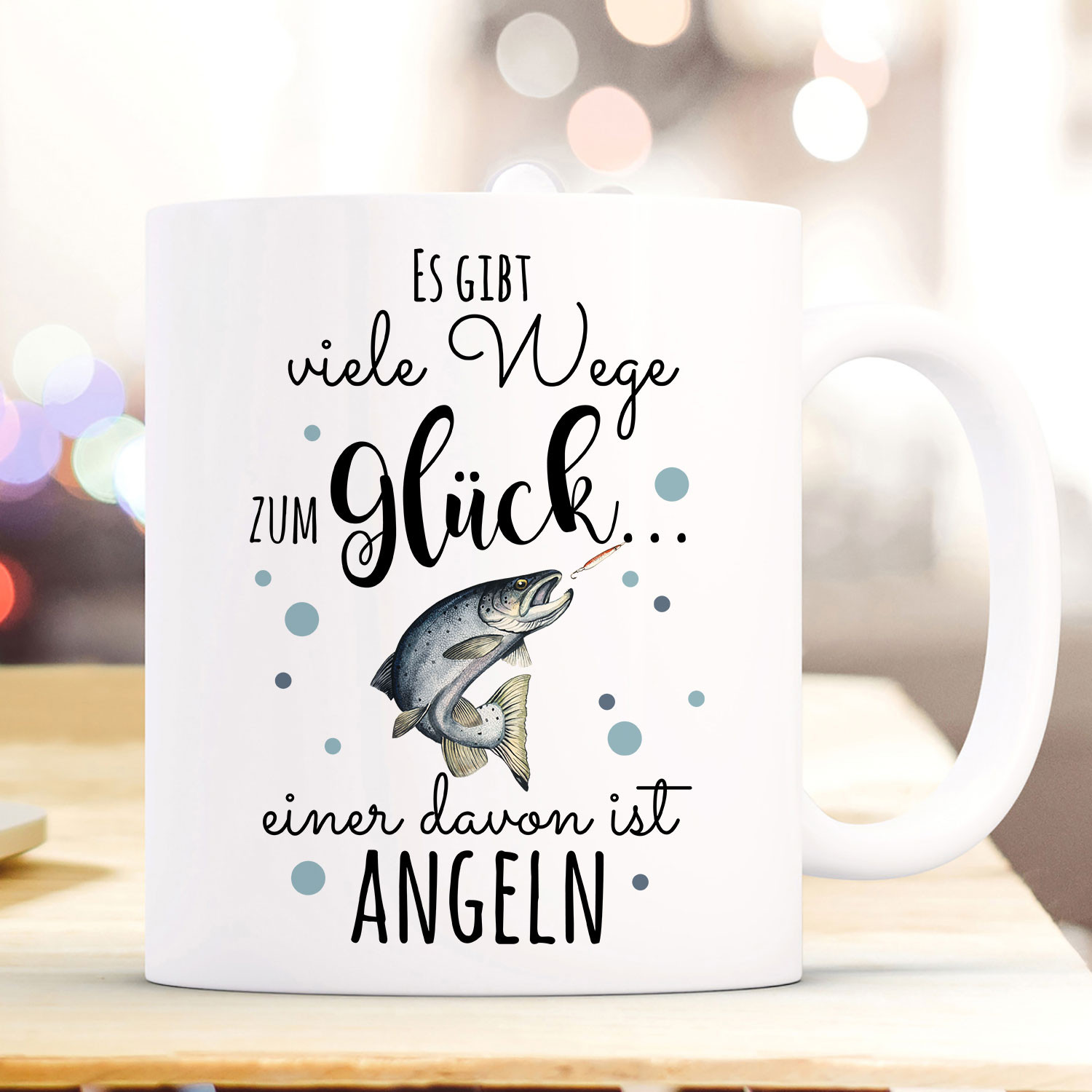 Tasse Becher Kaffeetasse Kaffeebecher mit Fisch Lachs Forelle & Spruch