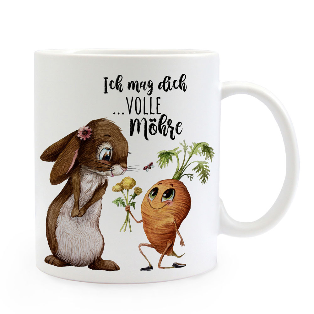 Tasse Hase Häschen mit Karotte &amp; Spruch Ich mag dich volle Möhre ts1122 Wandtattoos Elfentür