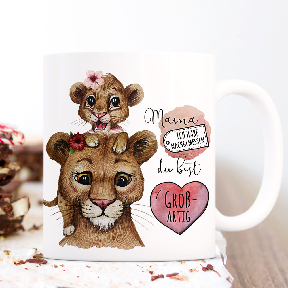 Tasse Becher Lowe Lowenmama Mama Mit Kind Lowenmadchen Spruch Mama Du Bist Grossartig Kaffeebecher Geschenk Ts1141 Wandtattoos Elfentur Tassen