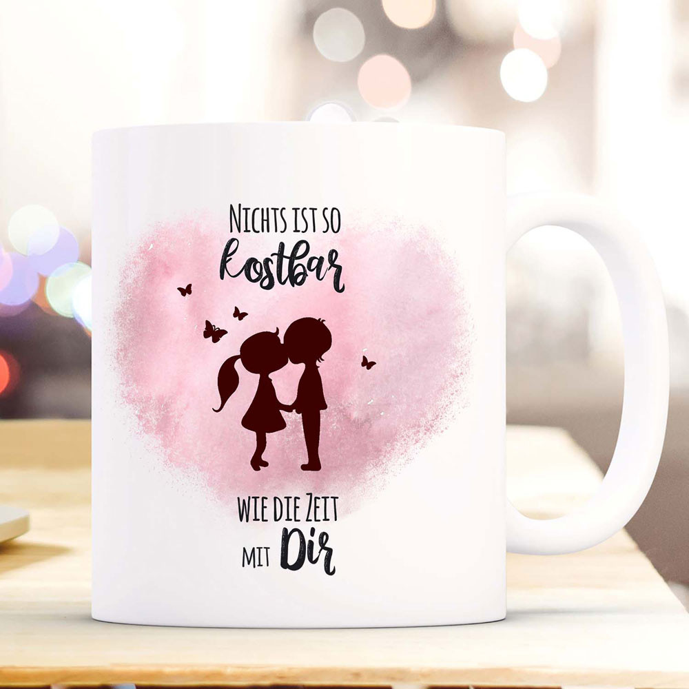 Tasse Becher Frühstücksbrettchen Liebespaar Paar Pärchen rosa Herz