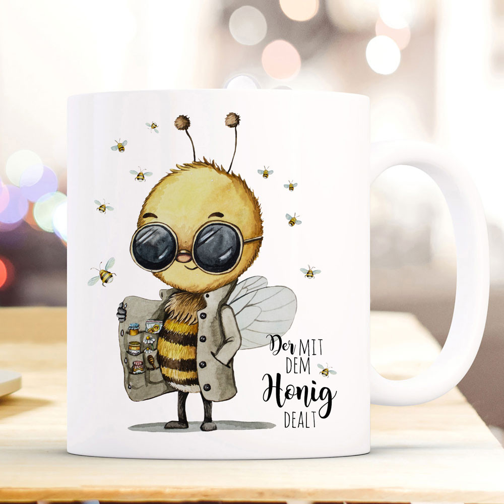 Tasse Becher Biene Bienchen Bee Spruch Der mit dem Honig dealt