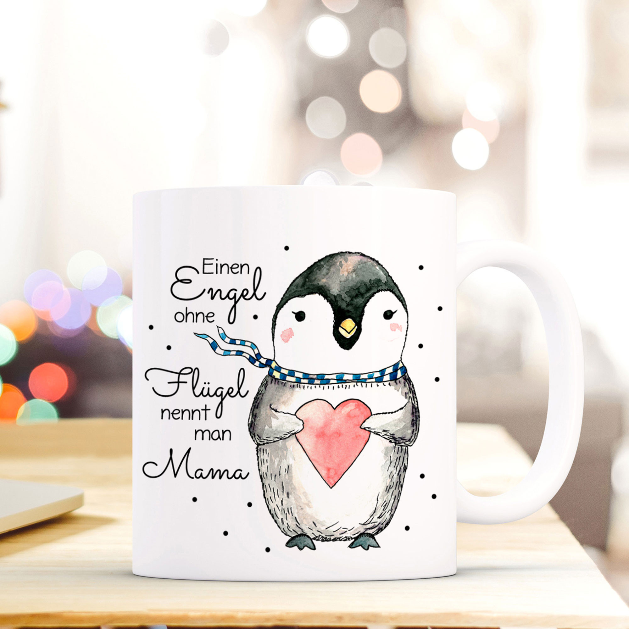 Tasse Becher Kaffeetasse Pinguin mit Spruch Einen Engel ohne Flügel nennt  man Mama ts427 ~ Wandtattoos Elfentür, Tassen