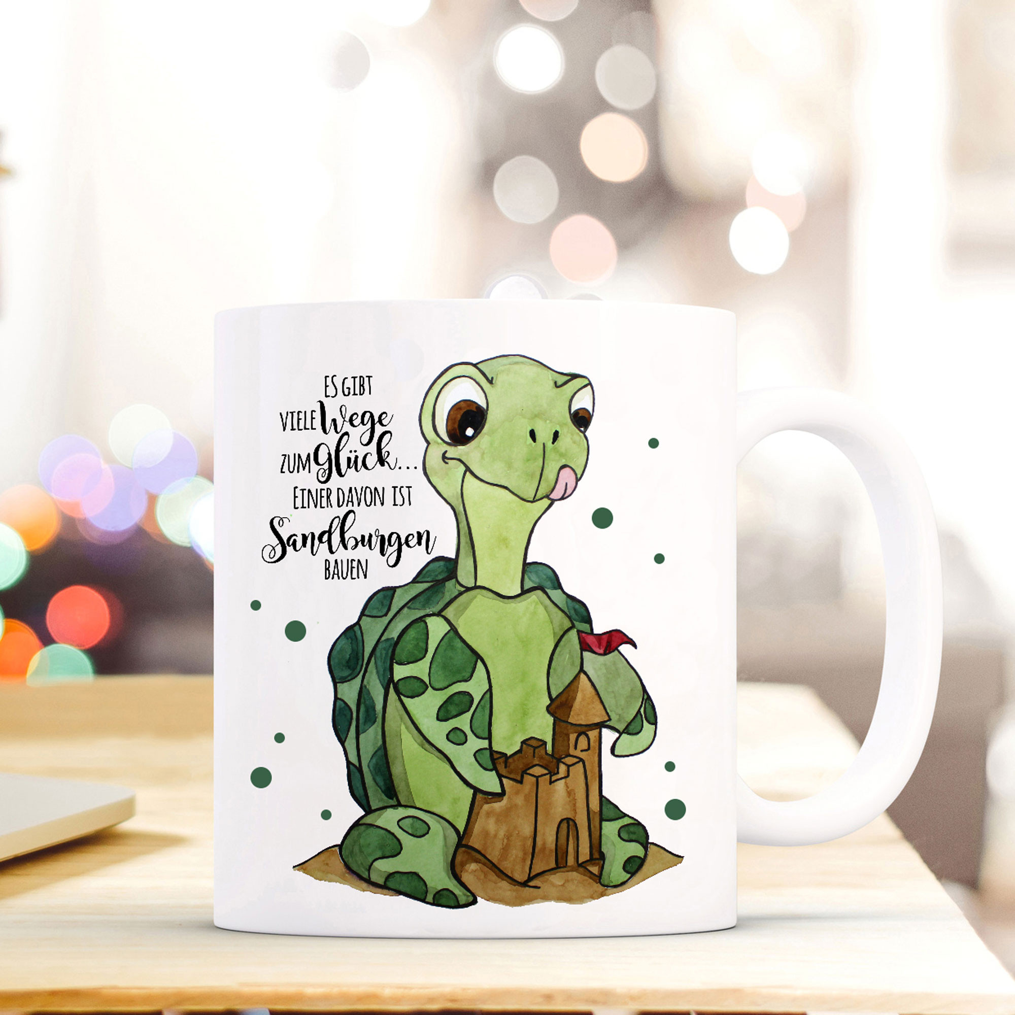 Tasse Becher Kaffeetasse Kaffeebecher Schildkröte mit Punkten und
