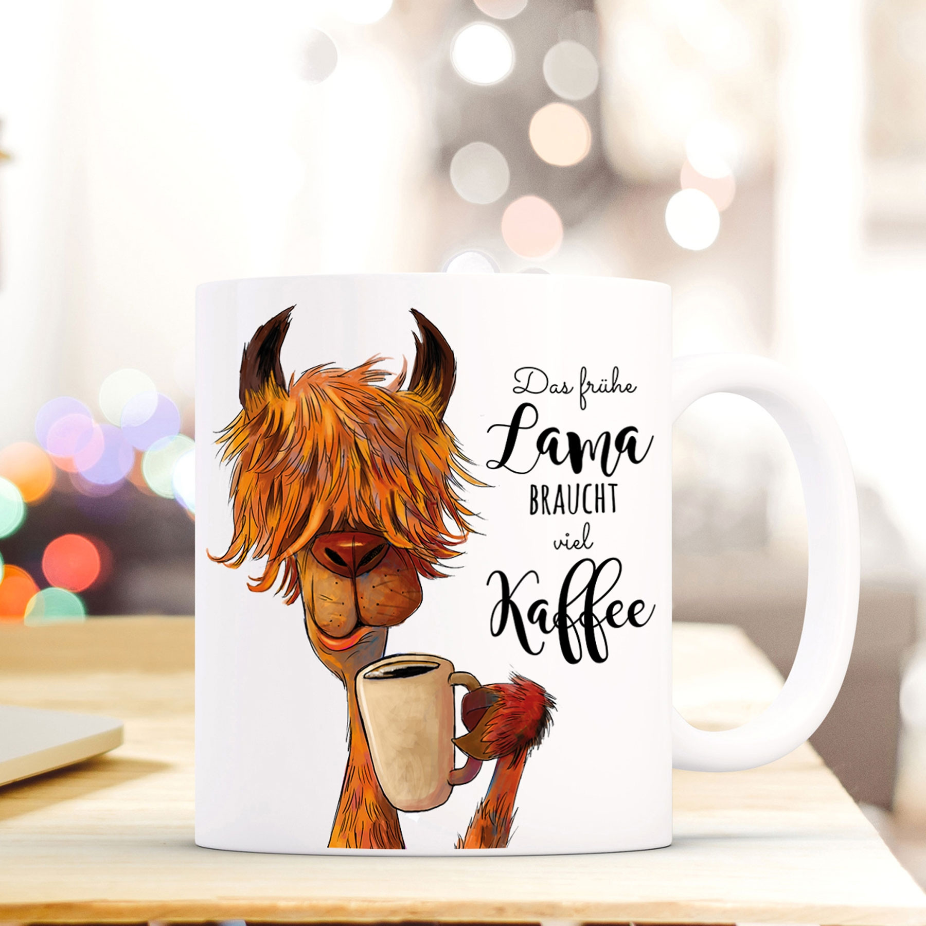 Tasse Becher Lama mit Spruch das frühe Lama braucht viel Kaffee ts493
