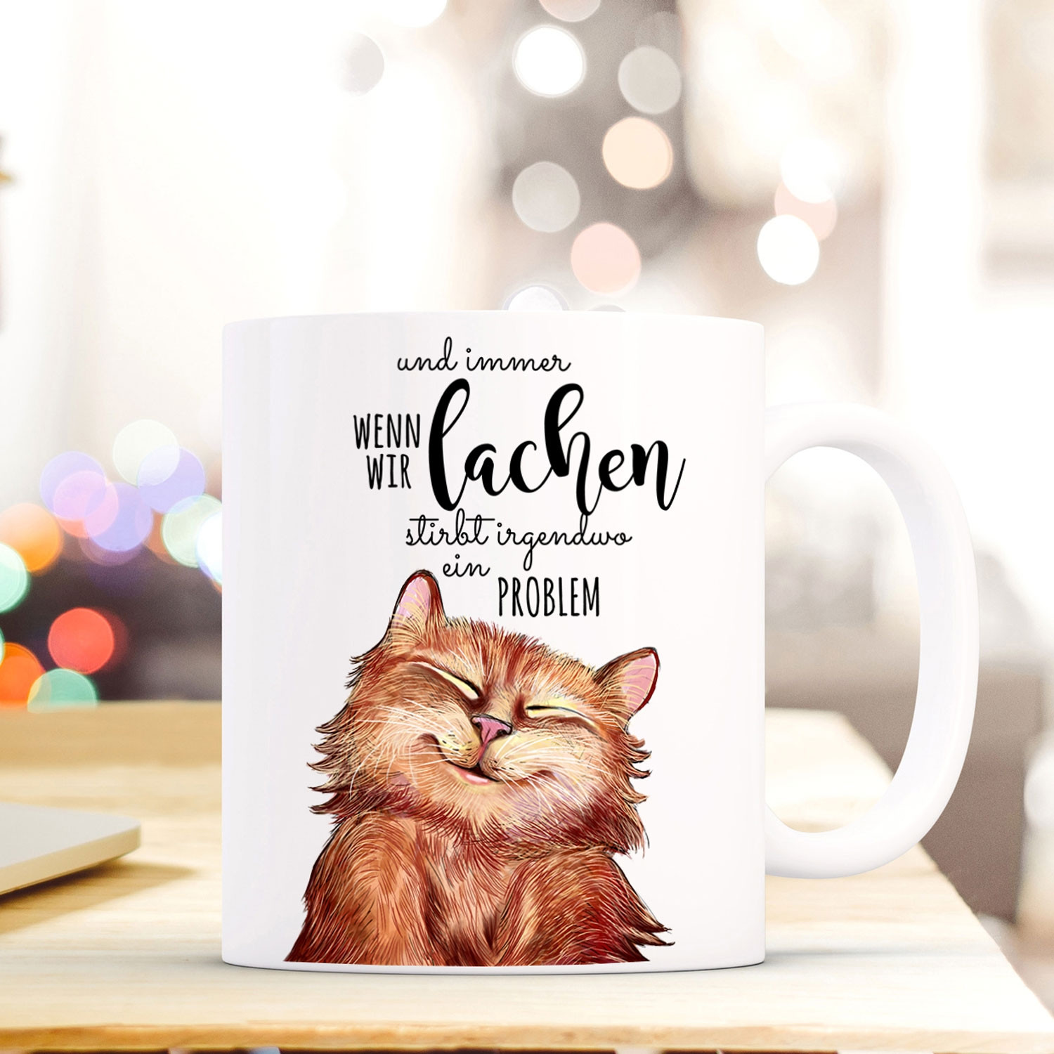 Tasse Becher lustige Katze Kaffeebecher mit Spruch Immer wenn wir