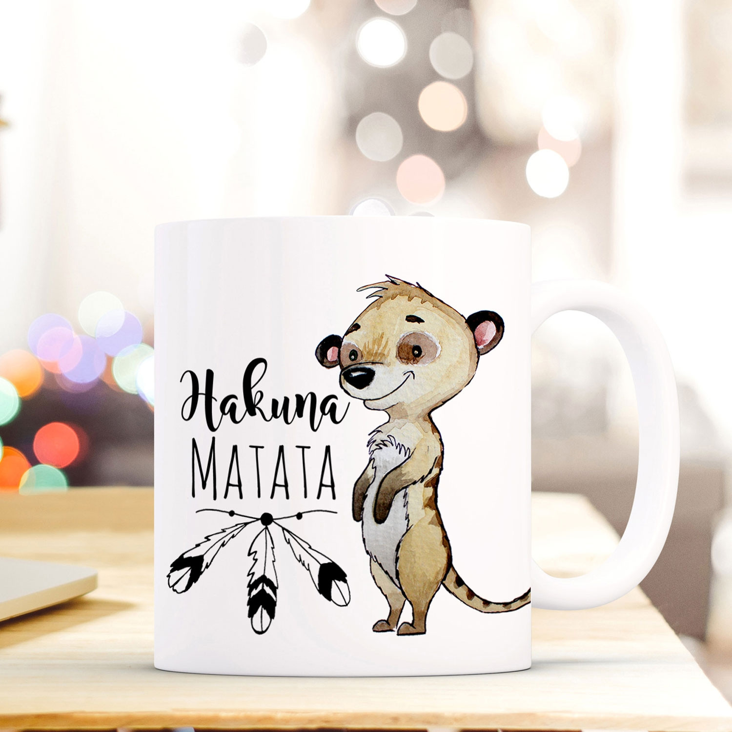 Tasse Becher Kaffeebecher Mit Erdmannchen Spruch Hakuna Matata Kaffeebecher Geschenk Ts674 Wandtattoos Elfentur Tassen