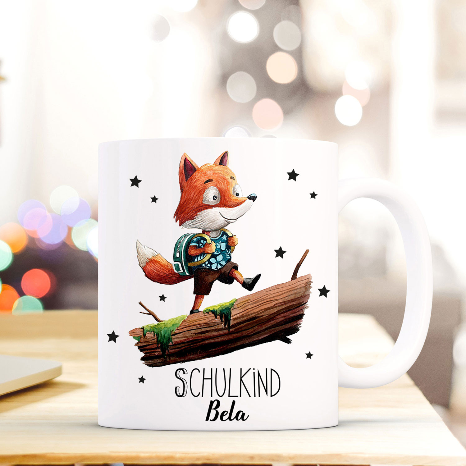Tasse Becher Geschenk Schulstart Mit Fuchs Fuchschen Tornister Sterne Spruch Schulkind Mit Name Wunschnamen Ts719 Wandtattoos Elfentur Tassen