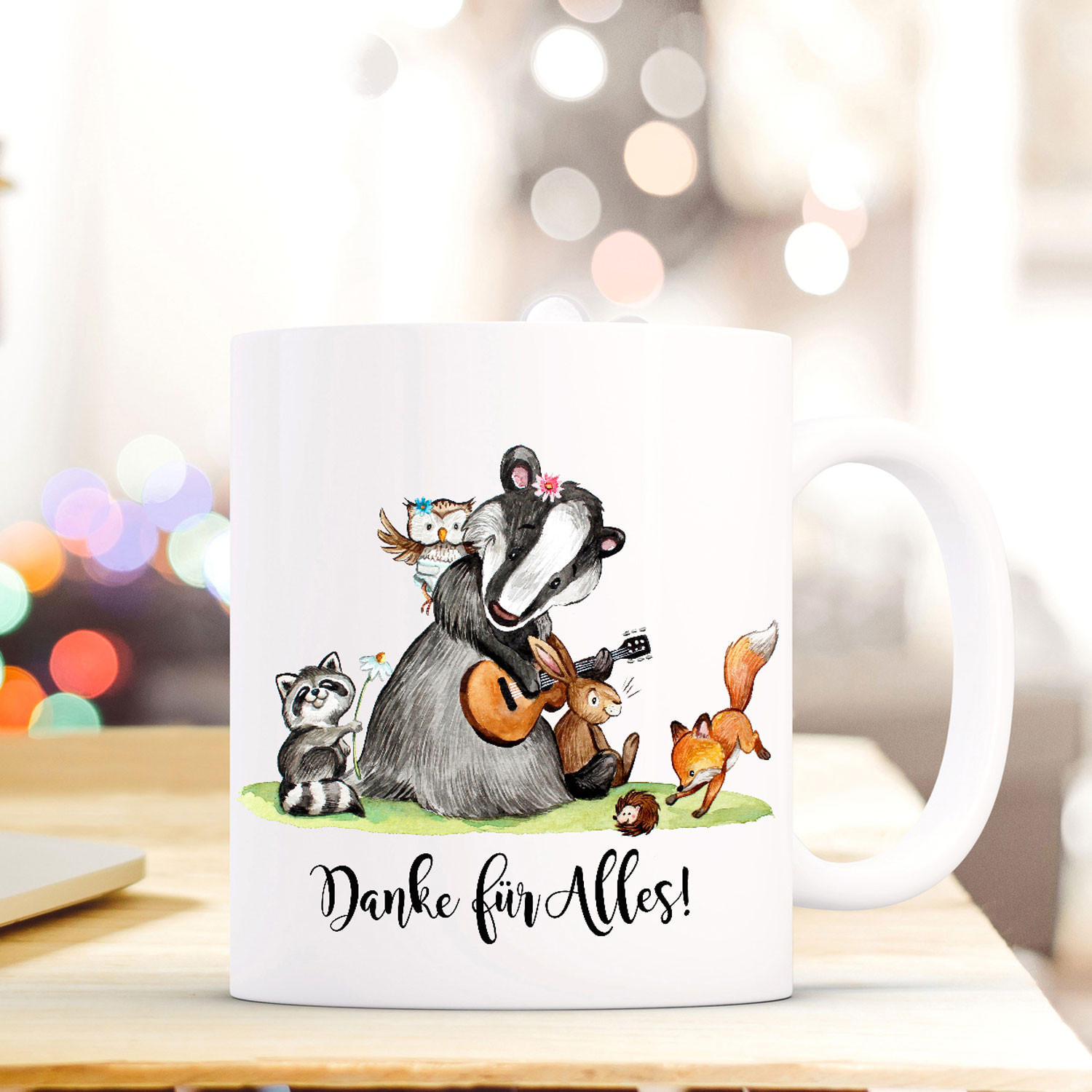 Tasse Becher Geschenk Lehrerin Erzieherin mit Waschbär Tierkinder